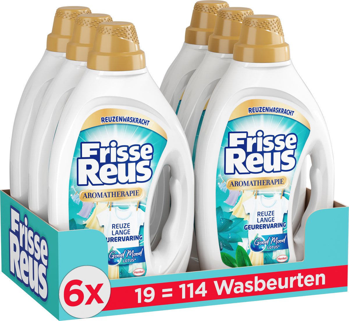 Lotus gel géant frais - lessive liquide - linge blanc - expérience parfumée fraîche - 6 x 19 lavages - pack économique