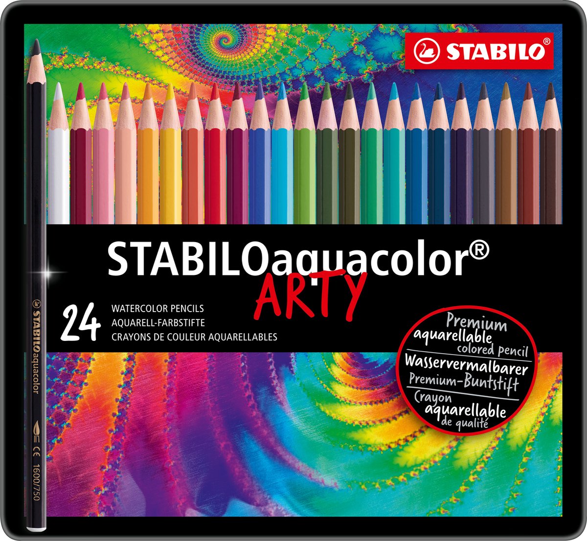 Stabilo aquacolor - crayons de couleur aquarelle premium - arty - étui métal 24 couleurs