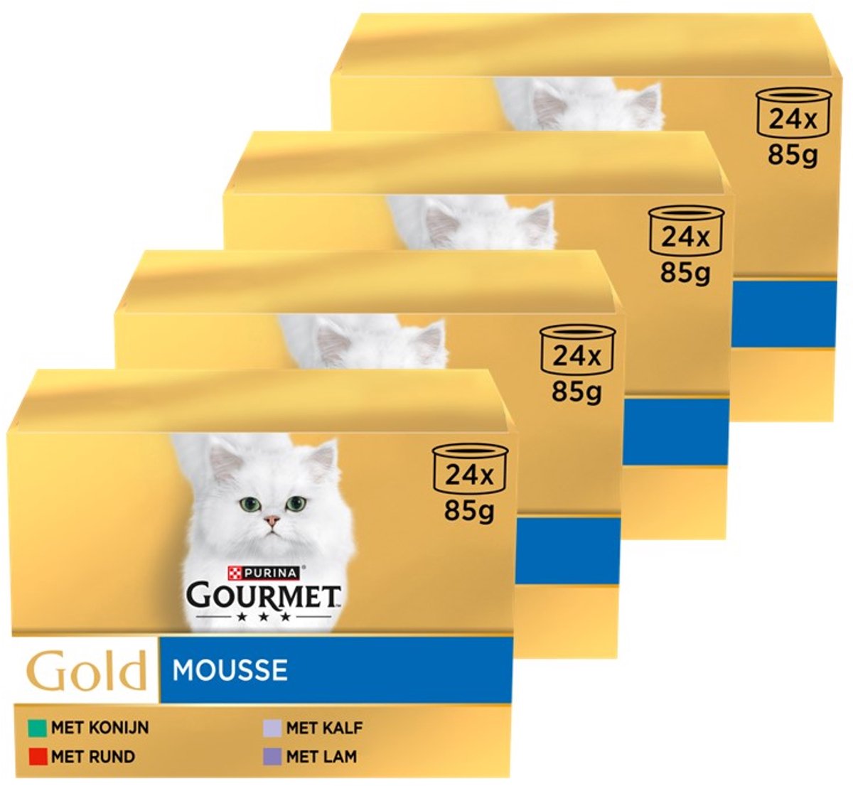 Mousse d'or gourmande - nourriture humide pour chat - lapin boeuf veau agneau - 24 x 85 g