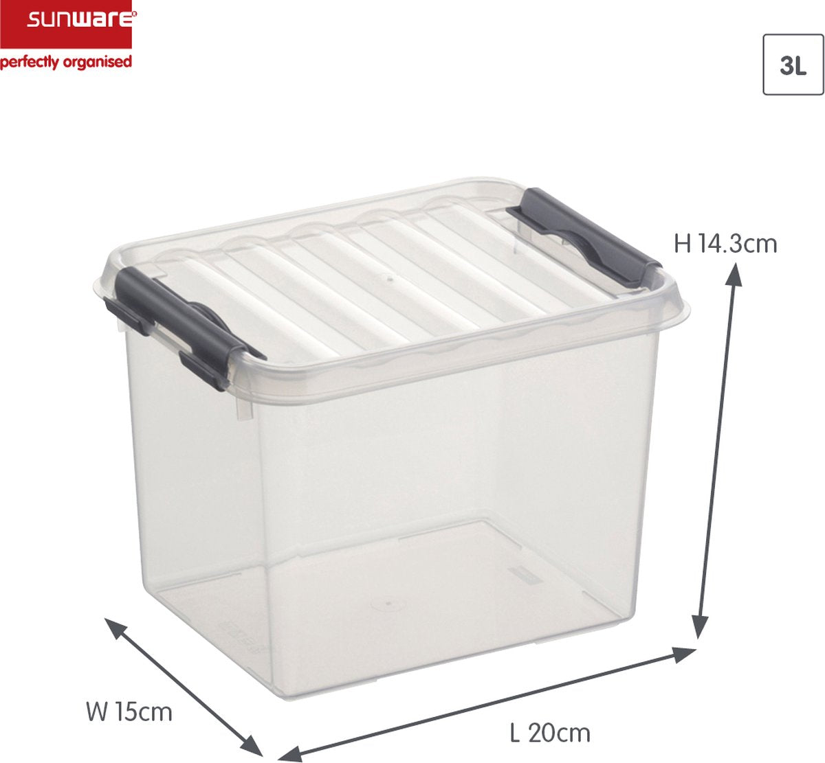 Sunware q-line boîte de rangement 3 litres transparent 20x15x14cm