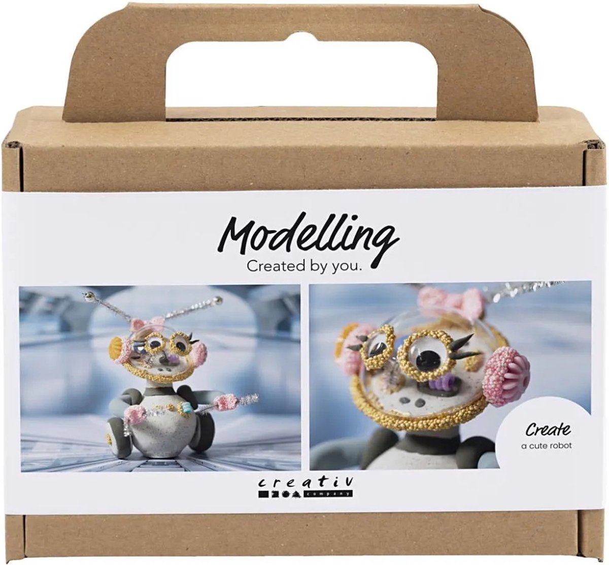 Entreprise créative https: www.cchobby.nl mini-hobbyset-boetseren-robot-grey-pink-1-doos