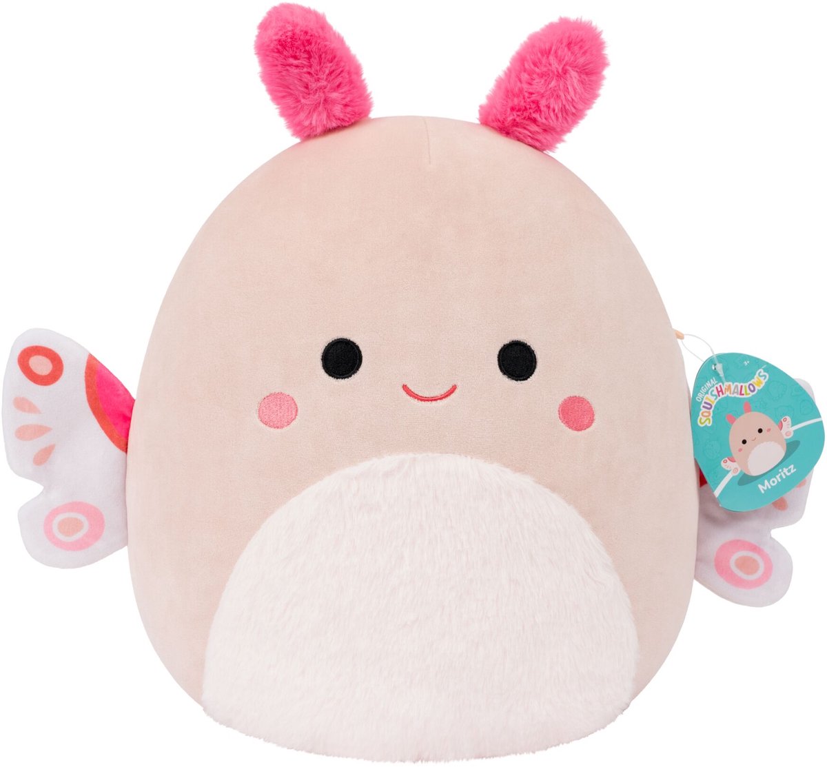 Squishmallows Jazwares - peluche moyenne (moritz - papillon de nuit pêche clair) - peluche 30cm