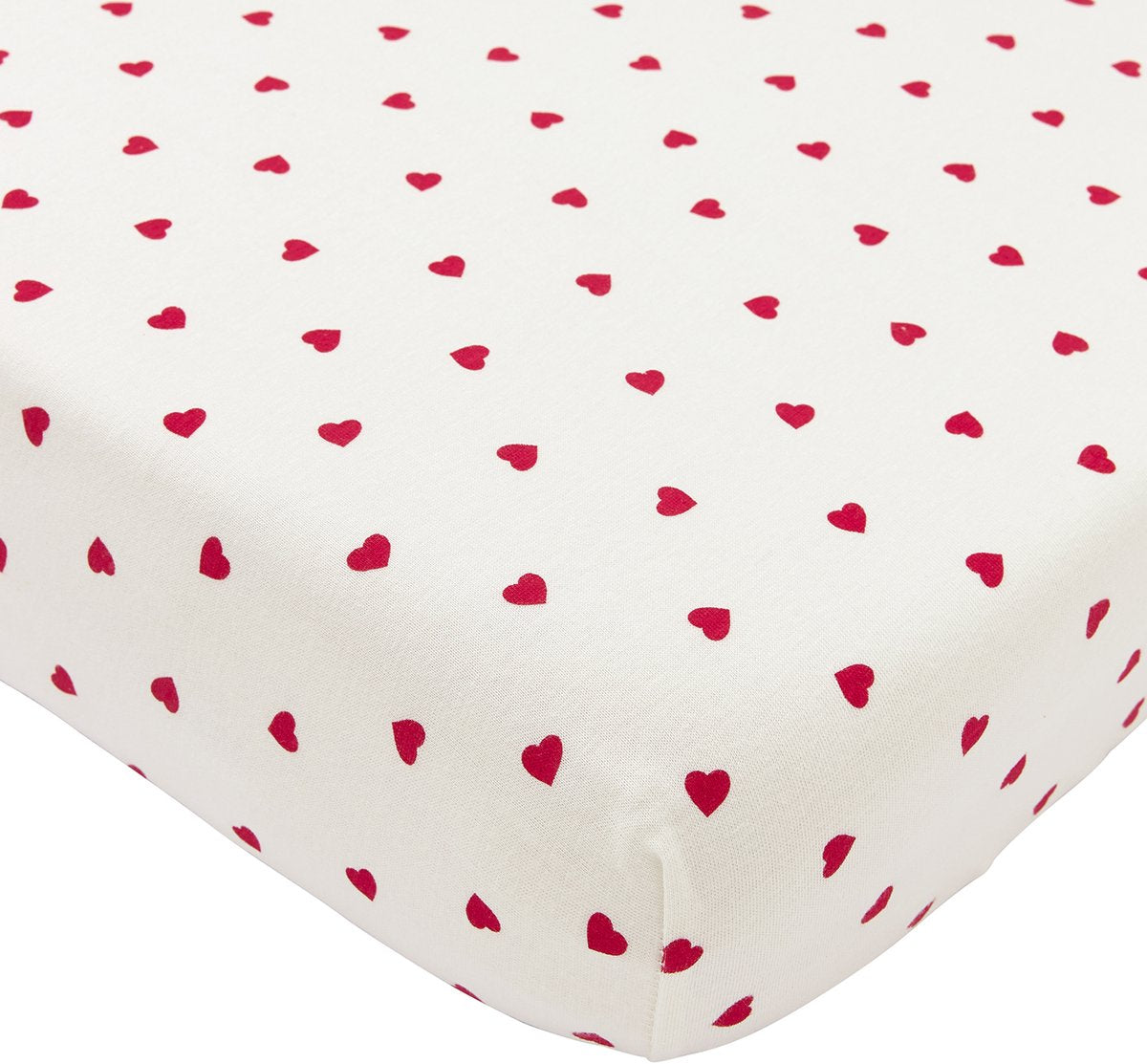 Meyco baby sweet heart drap-housse berceau - blanc rouge - 40x80 90cm