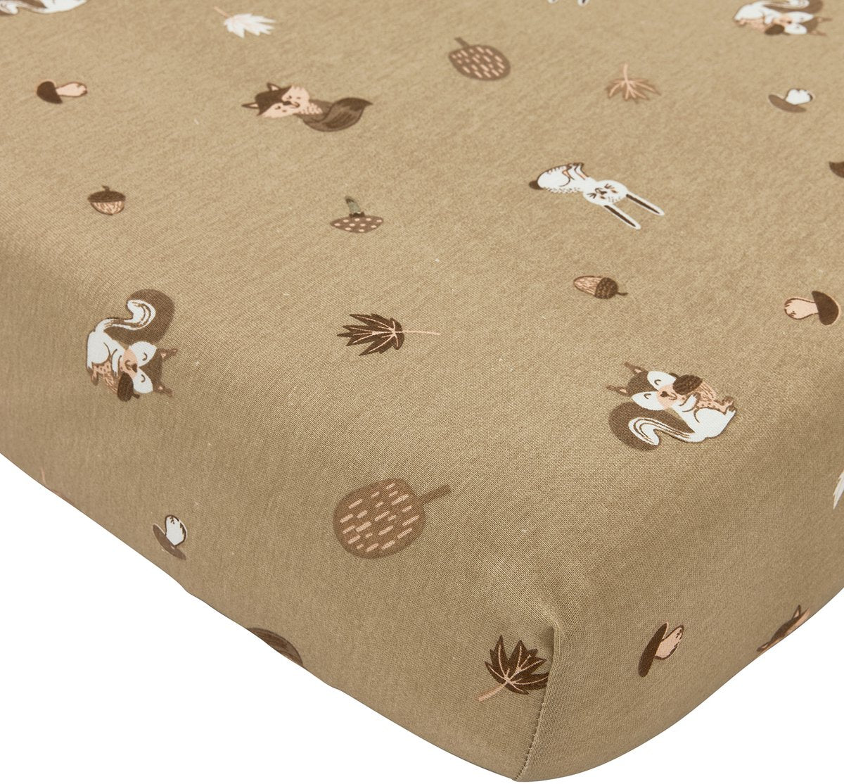 Drap-housse bébé animaux de la forêt Meyco - sable - 50x90cm