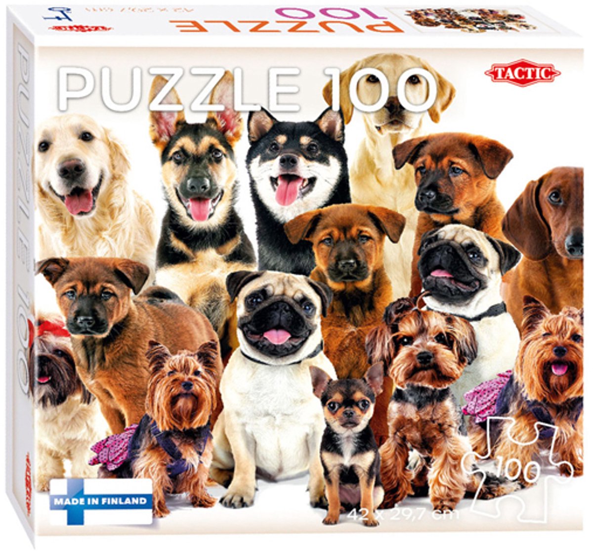Groupe tactique de chiens mignons – puzzle – 100 pièces – illustration de chien joyeux – design épuré et apaisant – haute qualité scandinave