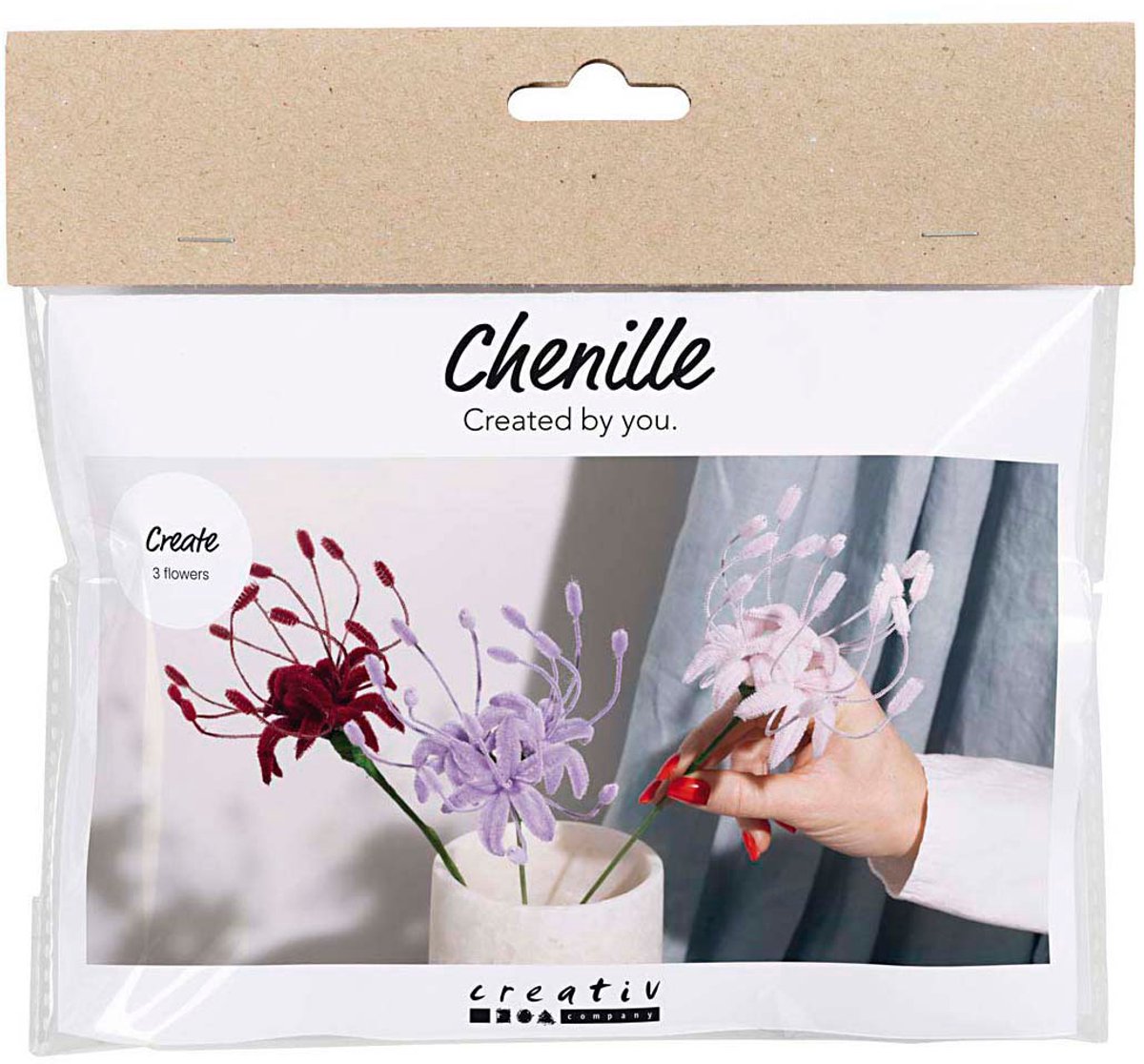 Société créative https : www.cchobby.nl mini-hobbyset-flowers-from-chenille-wire-lily-light-pink-light-purple-dark-red-1-box