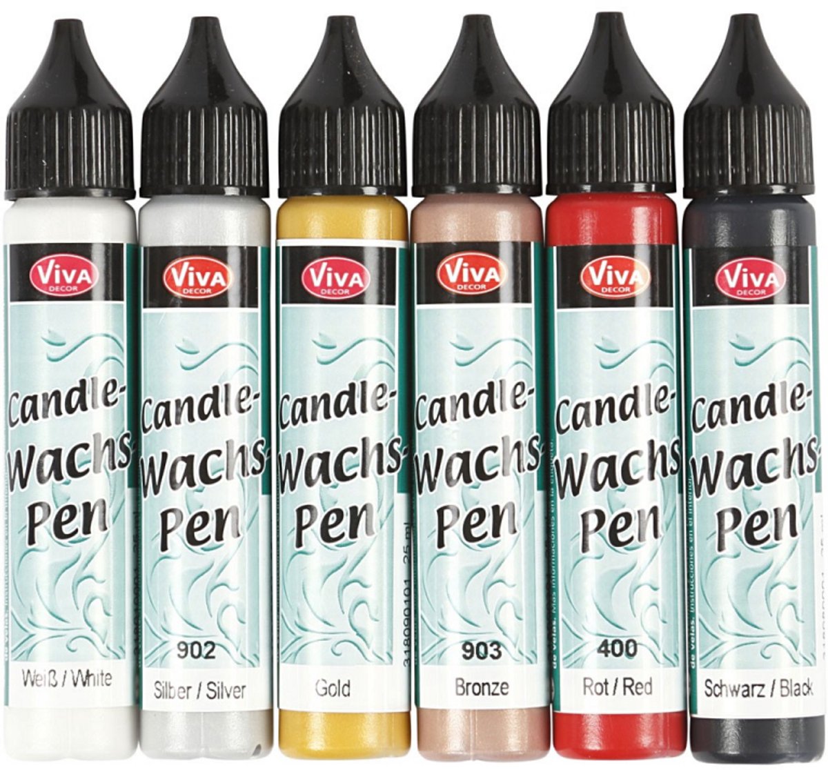 Stylo de décoration pour bougies Viva decor, couleurs standards, 6x28 ml 1 boîte