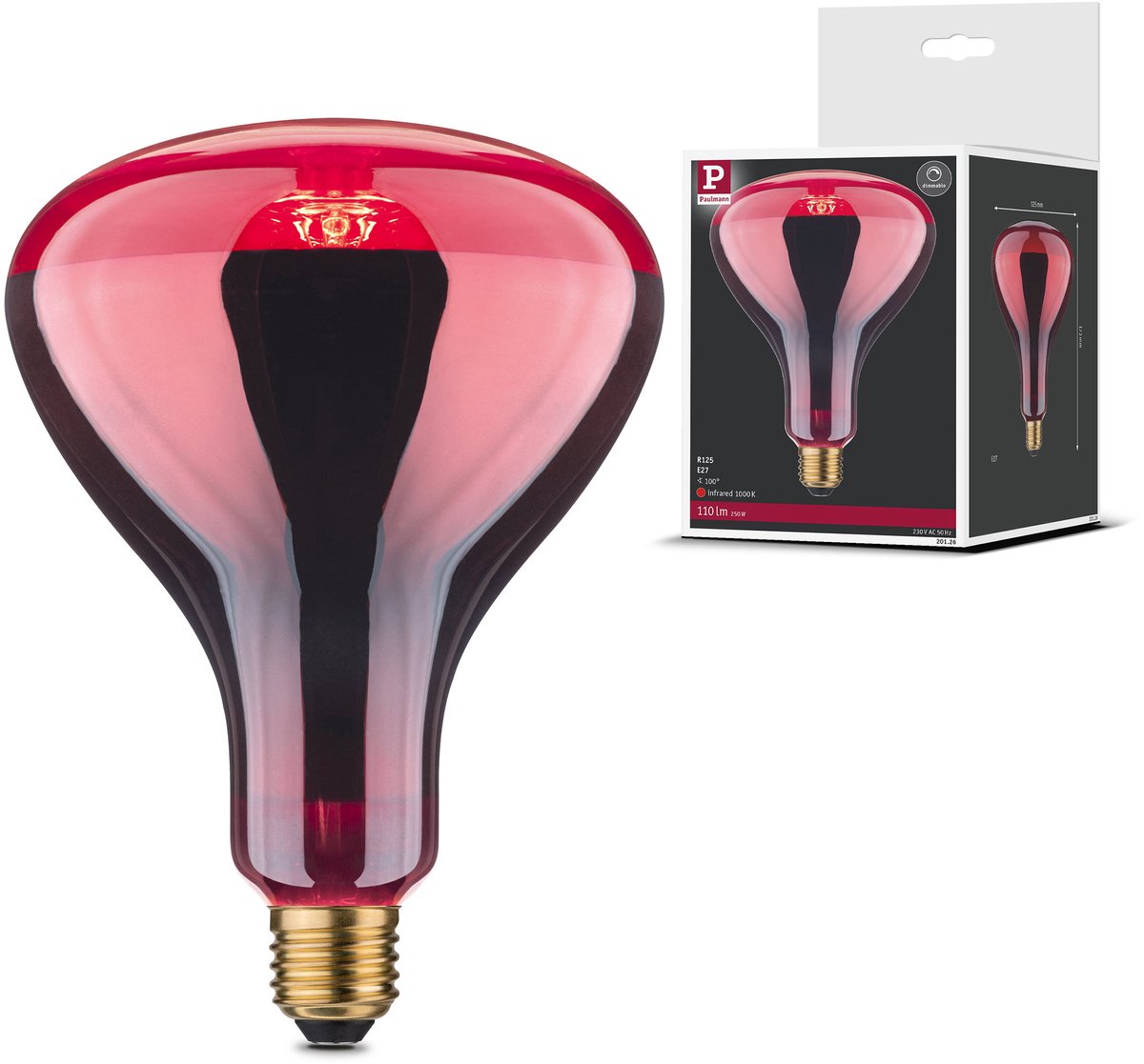 Paulmann ampoule infrarouge e27 230v 110lm 250w 1000k dimmable rouge