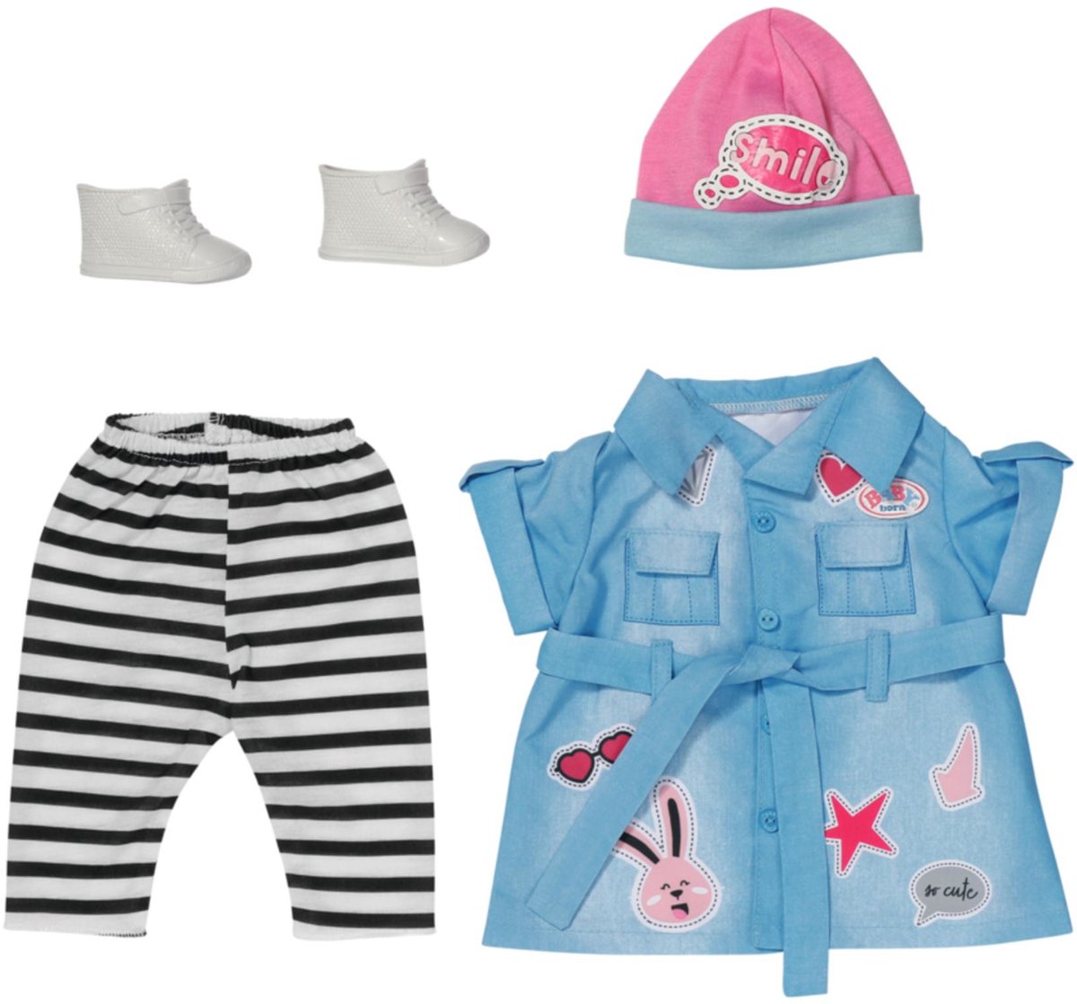 Robe en jean baby born deluxe - vêtements de poupée 43 cm