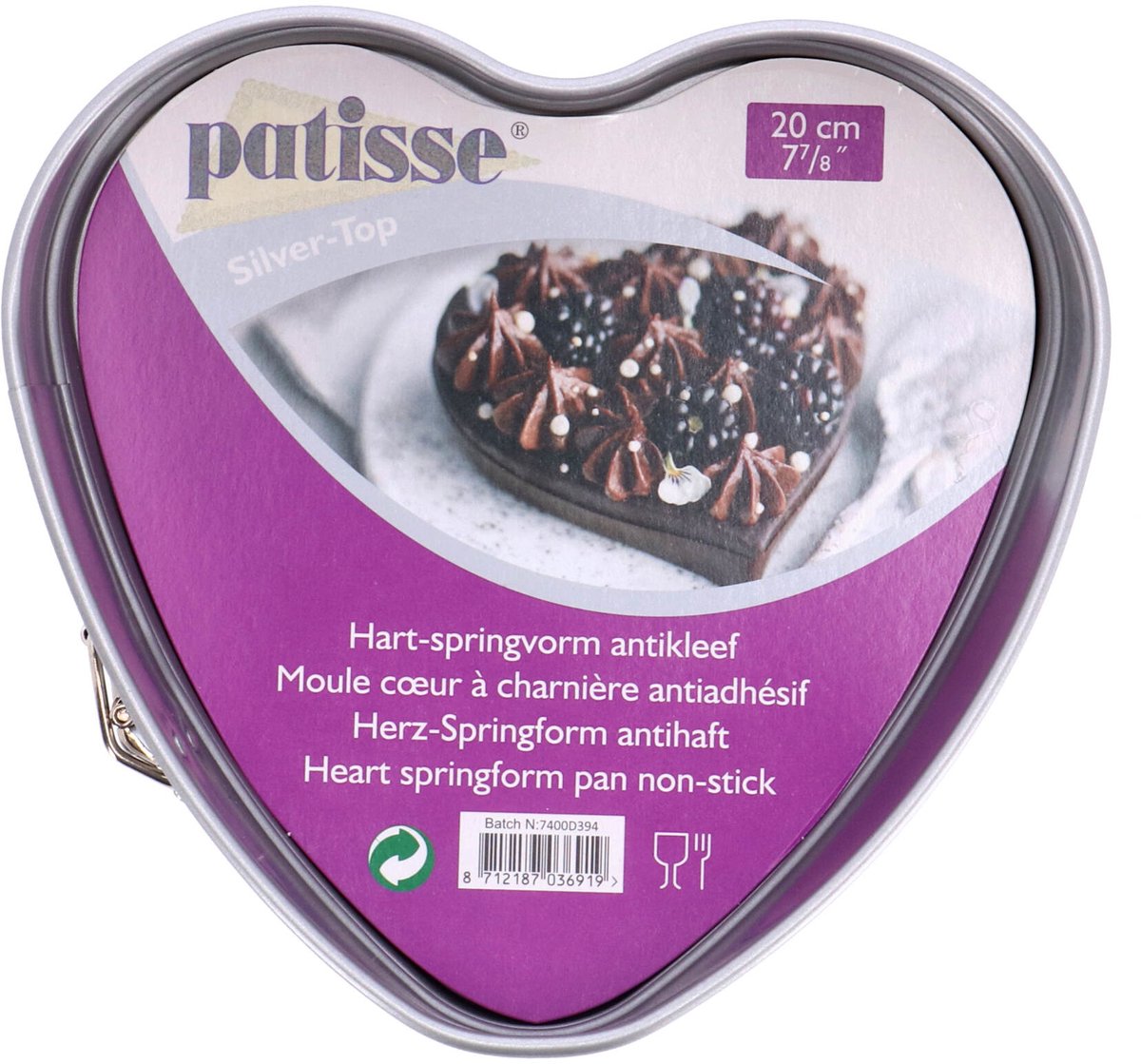 Moule à charnière coeur argenté Patisse 20 cm
