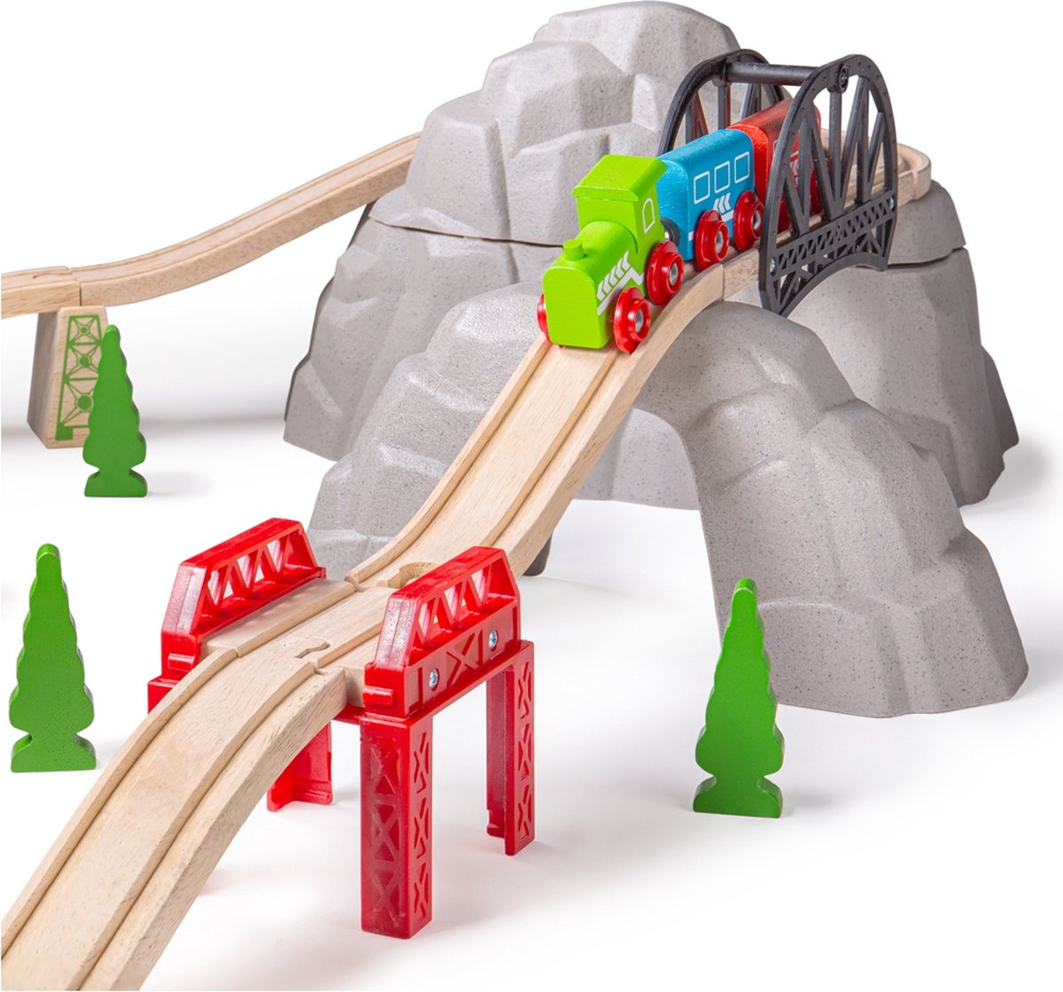 Rails en bois Bigjigs - montagne, rails et petite montagne
