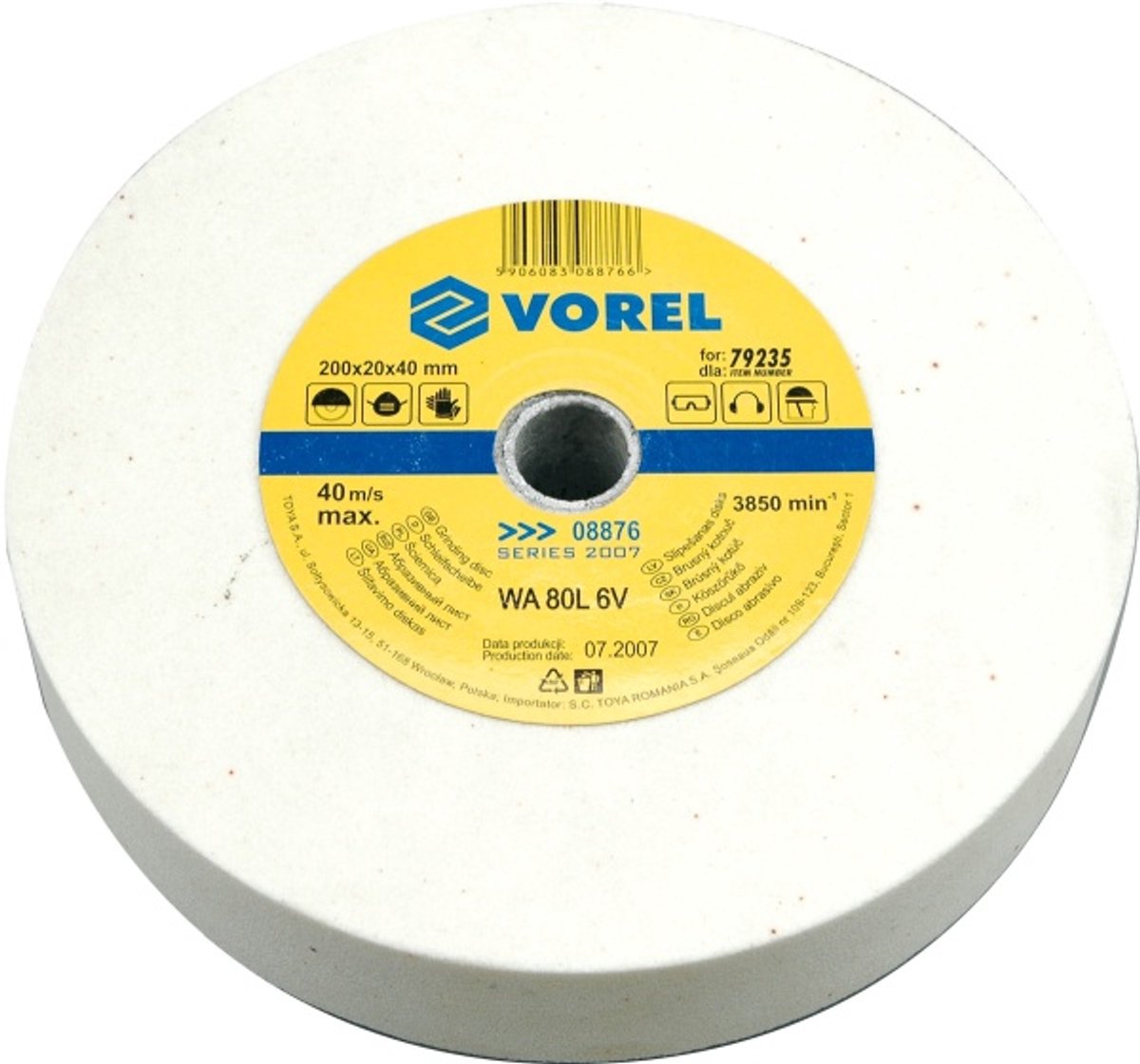 Série Vorel - pierre à aiguiser fine - 200 mm - épaisseur 20 mm - diamètre intérieur 40 mm