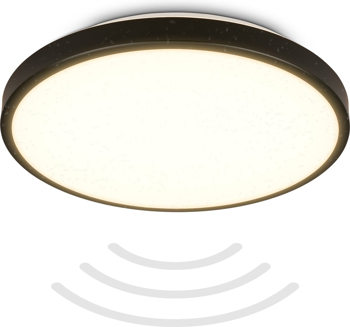 B.K.licht - Éclairage de salle de bain LED - plafonnier avec détecteur de mouvement - ip54 - lumière blanc chaud - 29x7,5 cm - noir