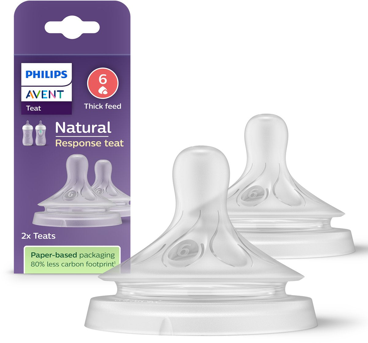 Philips avent réflexe de succion naturel – tétine vitesse 6, 6+ mois, 2 pièces - scy966 02 - tétines pour biberons