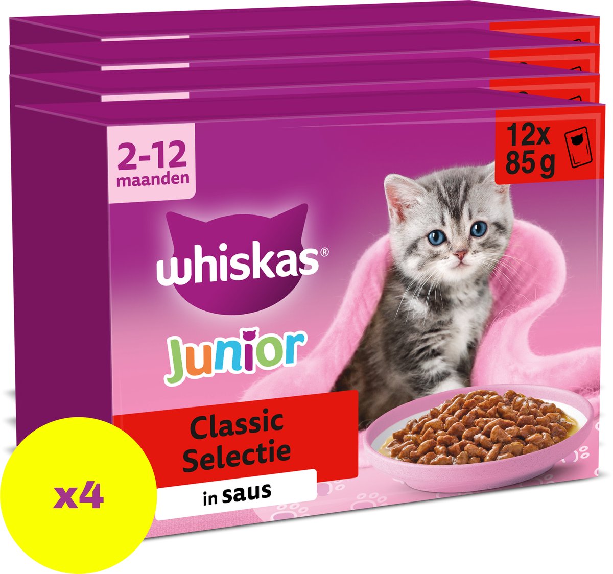 Nourriture pour chat Whiskas - junior - sélection classique en sauce - 48x85g