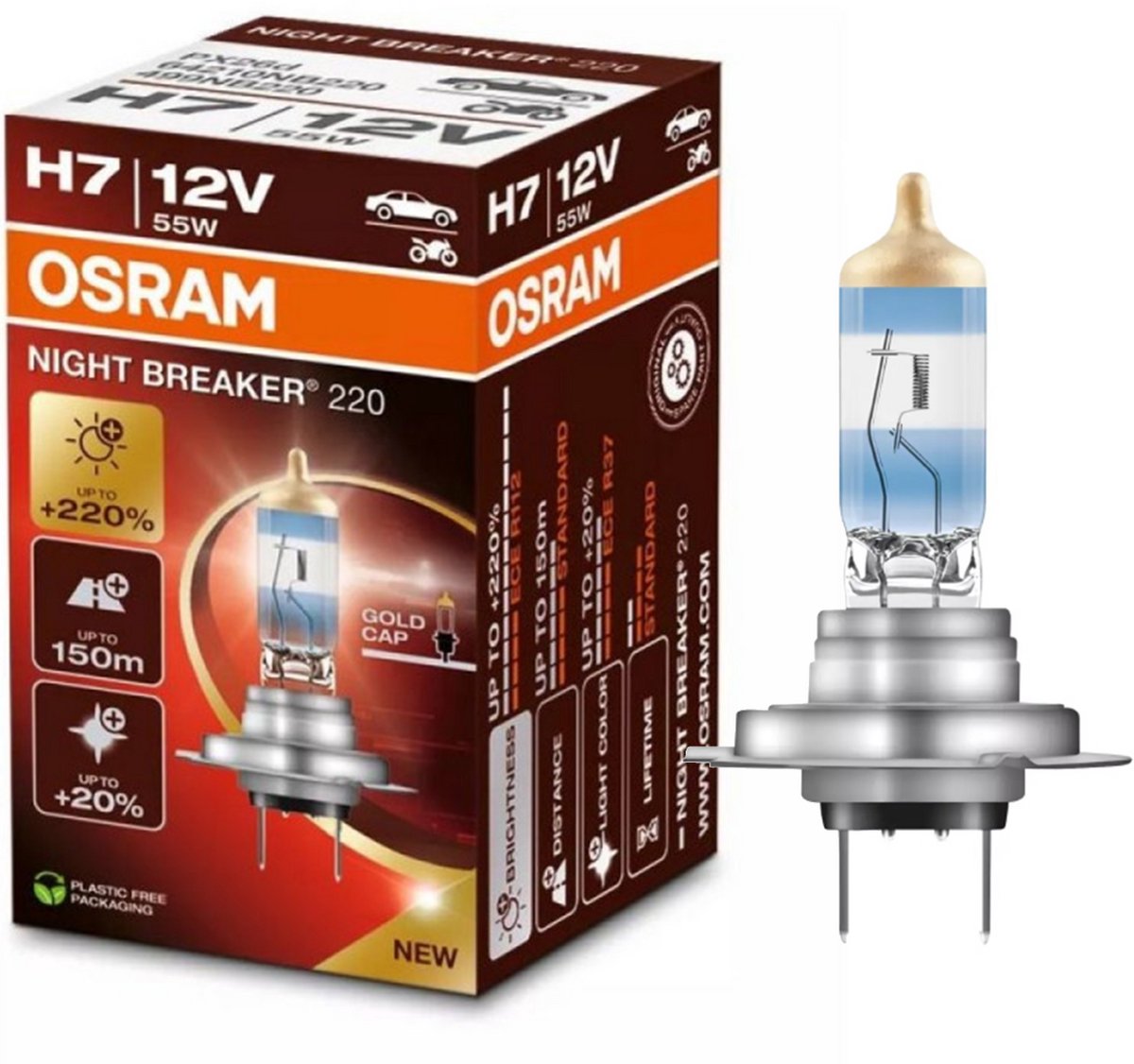 Osram Night Breaker Series - Lampe de voiture halogène - Lumière 220 % plus brillante - H7 - Longue portée