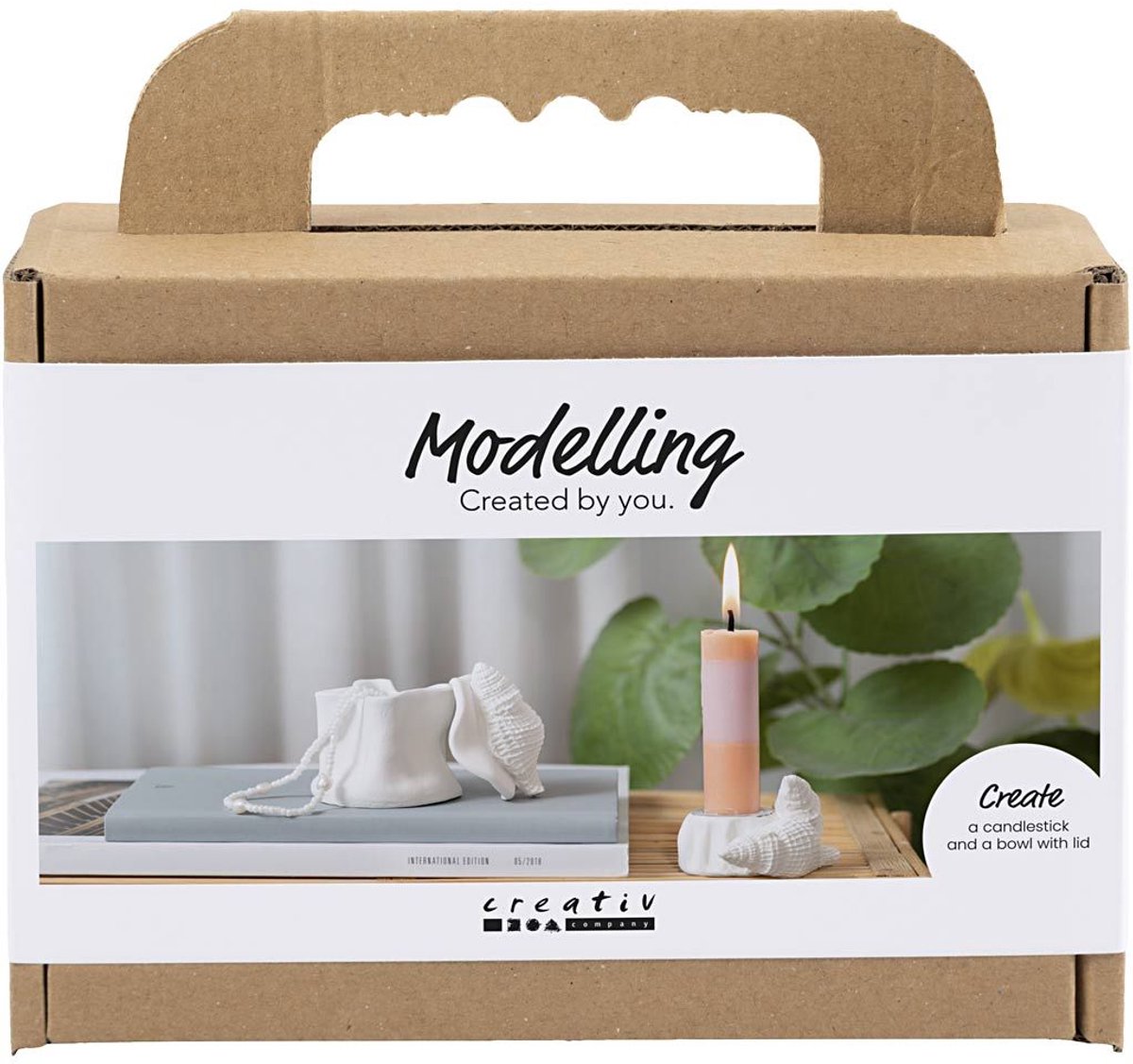 Creativ company mini hobby set modelage, chandelier avec coquillages, blanc cassé, 1 boîte