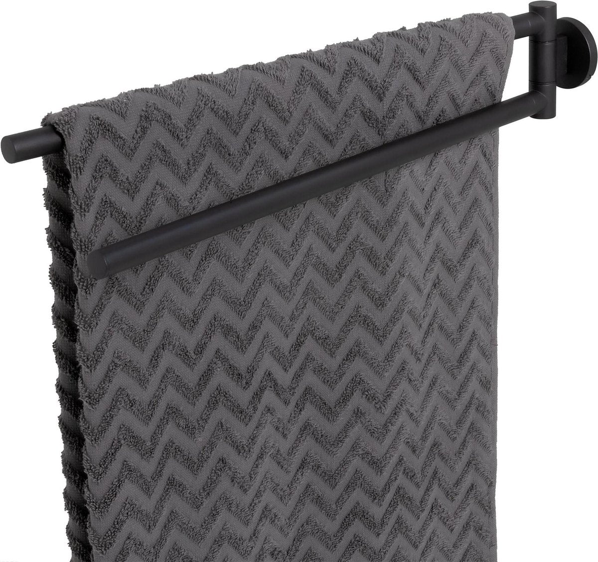 Porte-serviettes Tiger midi 2 bras - noir