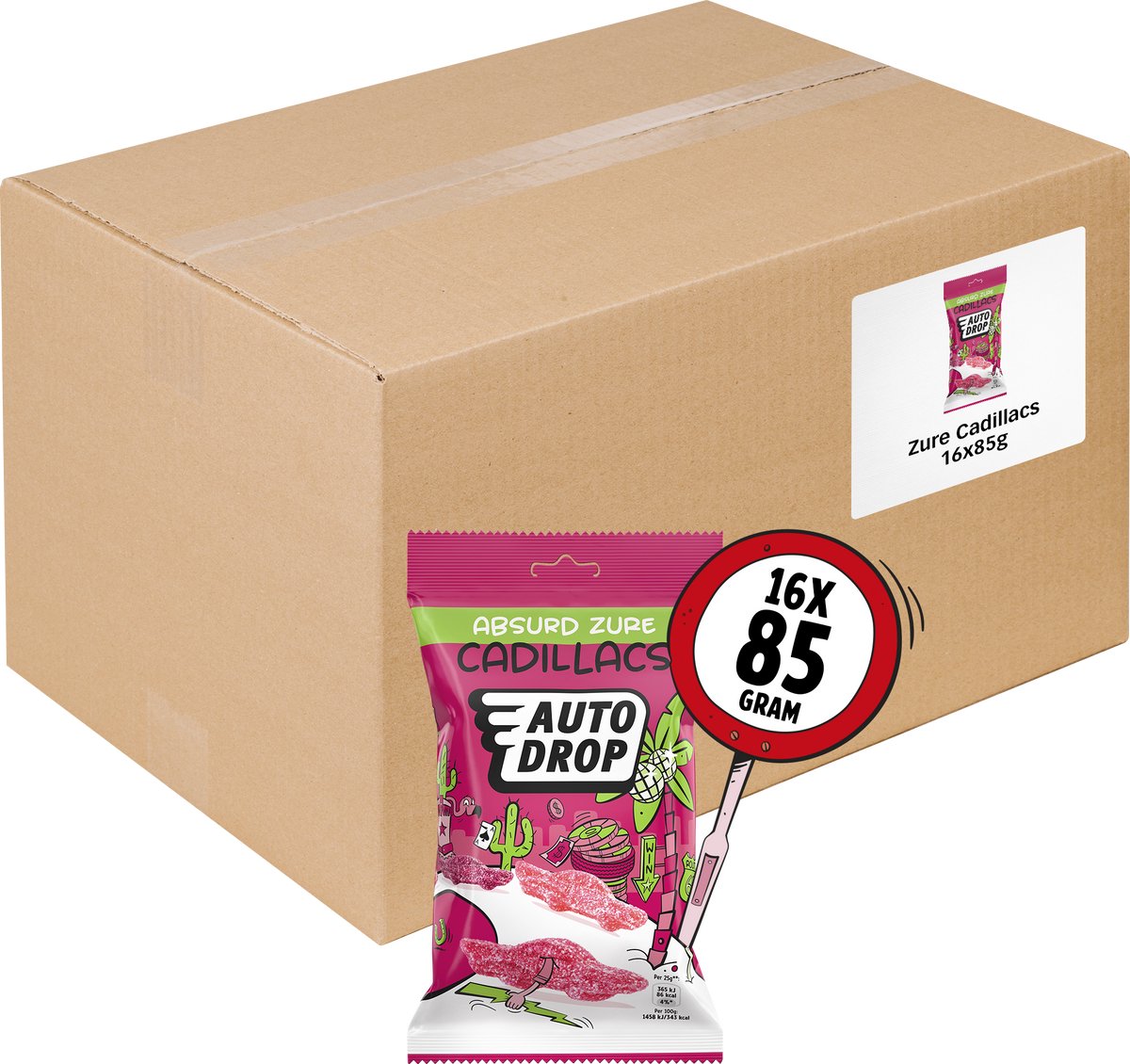 Pack snack Autodrop Cadillacs acidulés (16x 85gr)