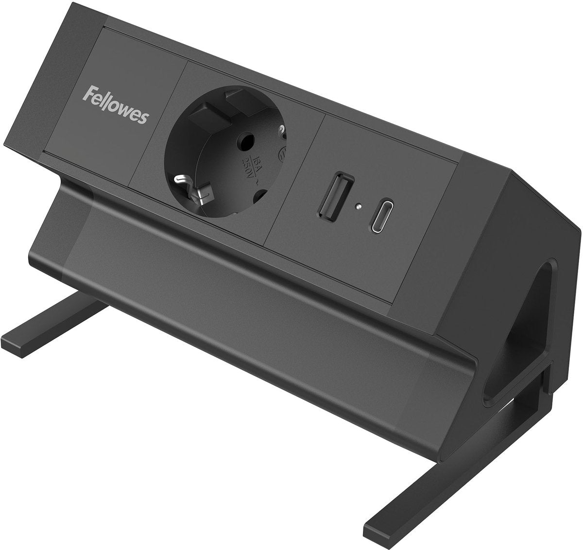Fellowes ampra power desk – alimentation en saillie pour bureau – 1x prise + USB-A USB-C – pince de bureau 10–45 mm – câble 2 m – 5 ans de garantie