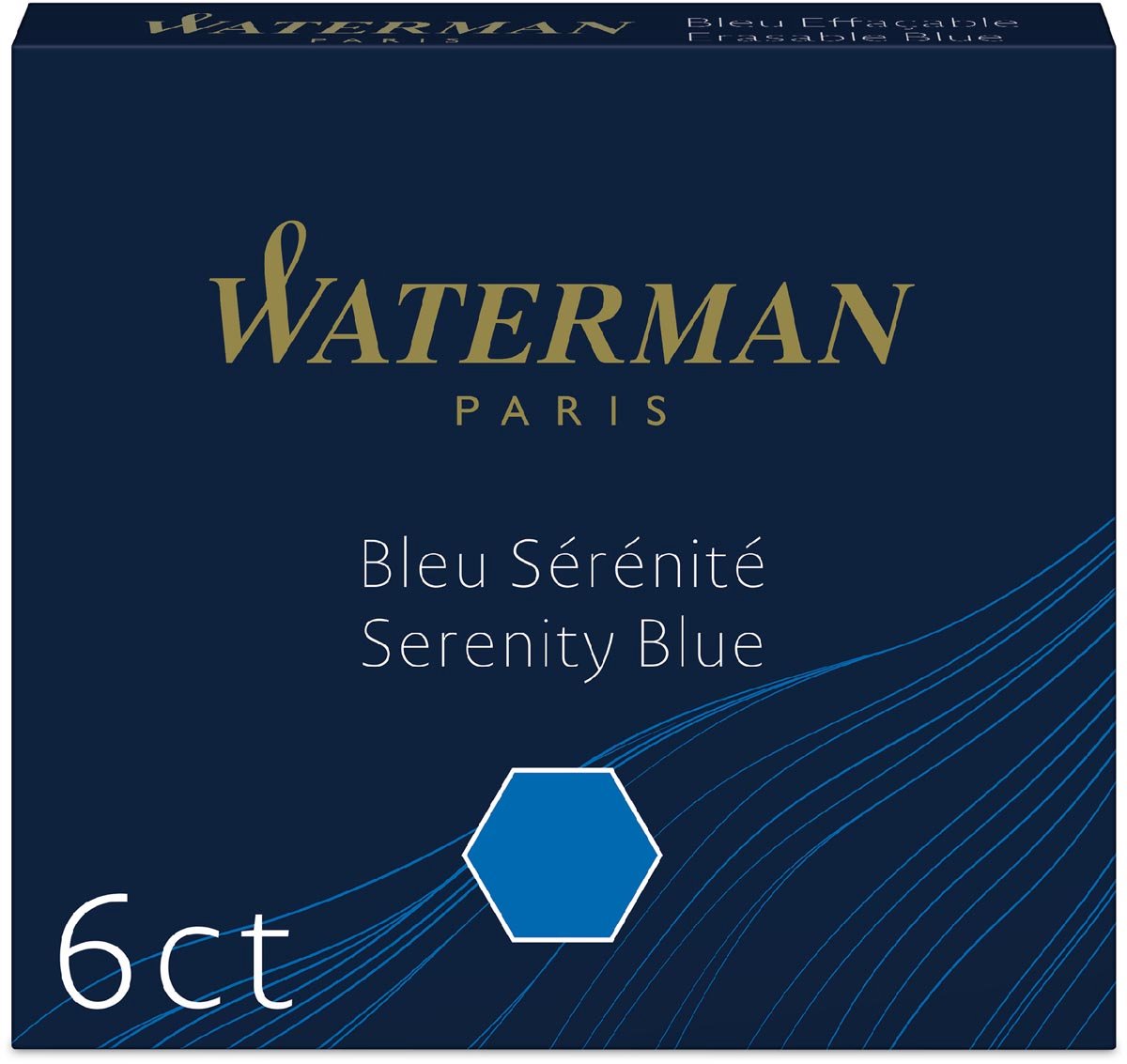 Cartouches d'encre pour stylo plume Waterman | court 'international' | bleu sérénité | 6 pièces