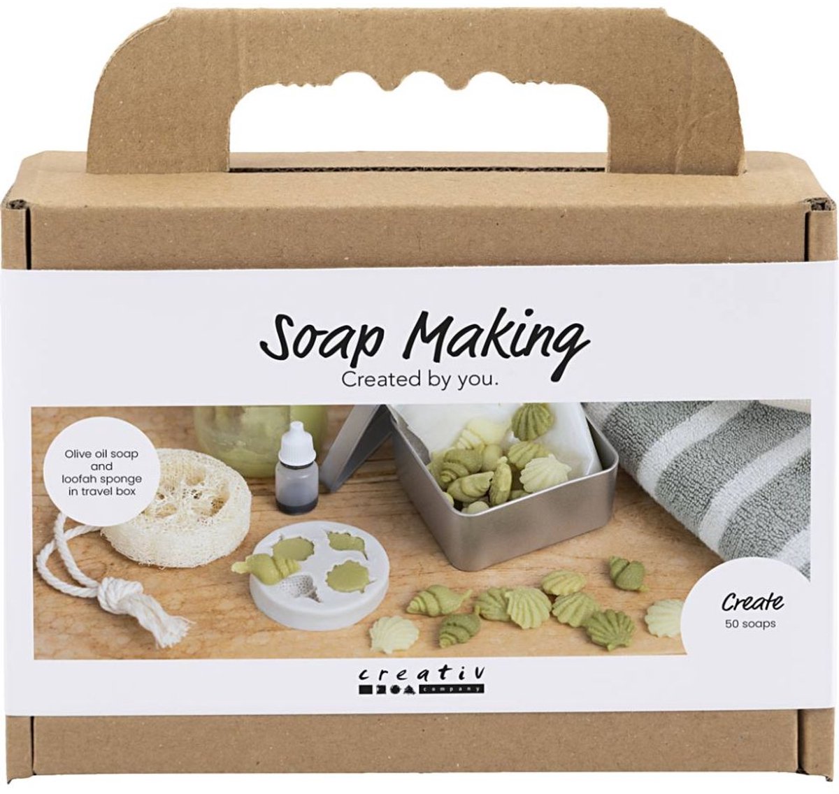Creativ company mini kit de fabrication de savon, coquillages, vert olive, 1 boîte