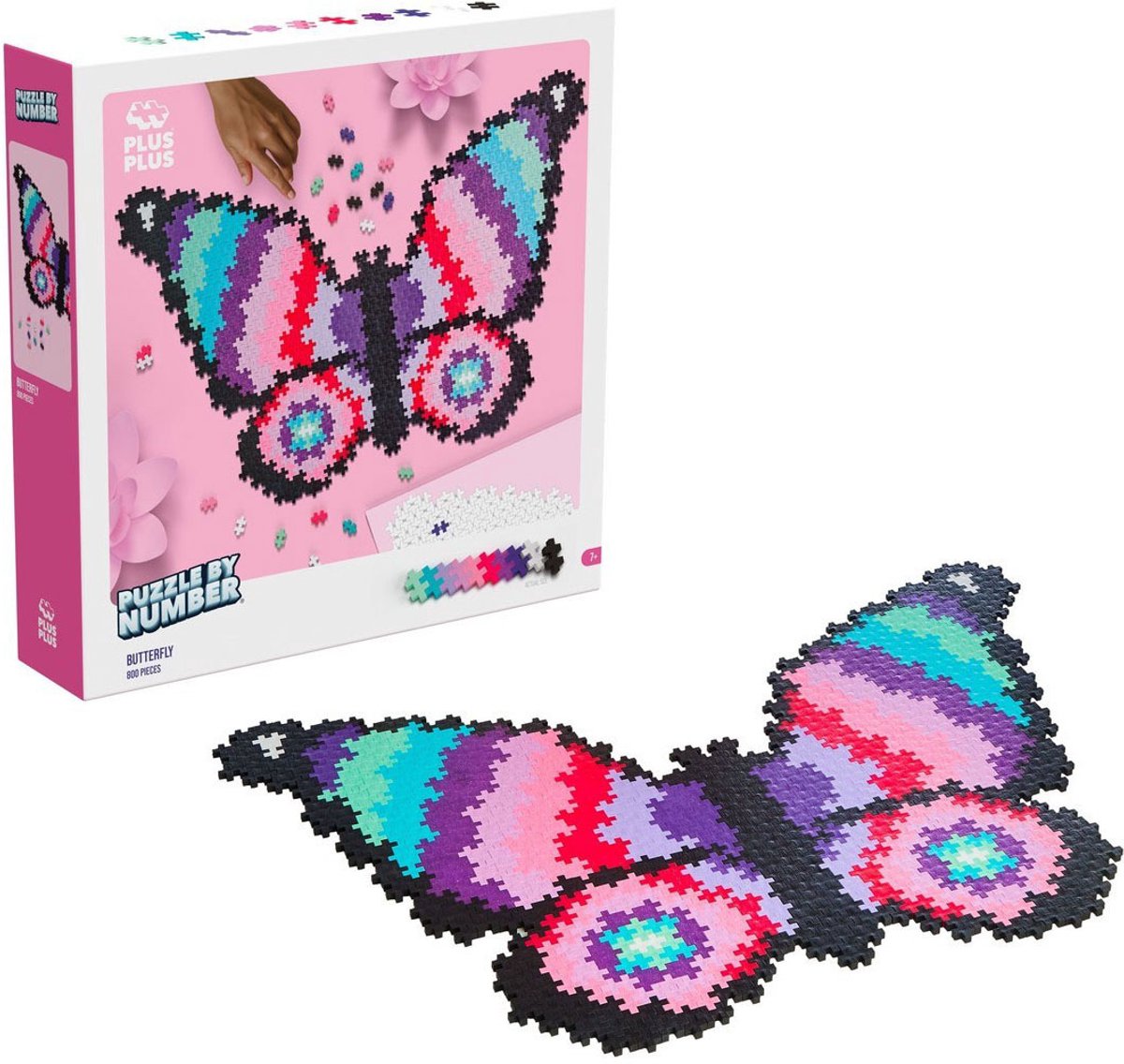 Puzzle plus-plus par numéro papillon 800 pièces - 3915 - puzzle et jouets de construction en un - à partir de 7 ans