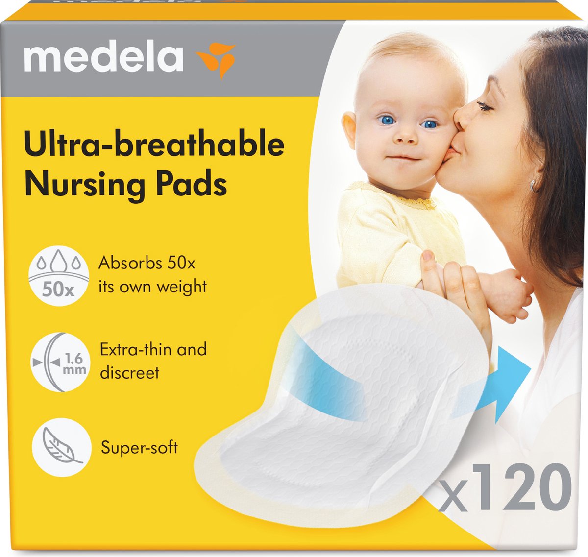 Medela – coussinets d'allaitement ultra-respirants – jetables – pour l'allaitement – doux pour la peau et confortables – 120 pièces