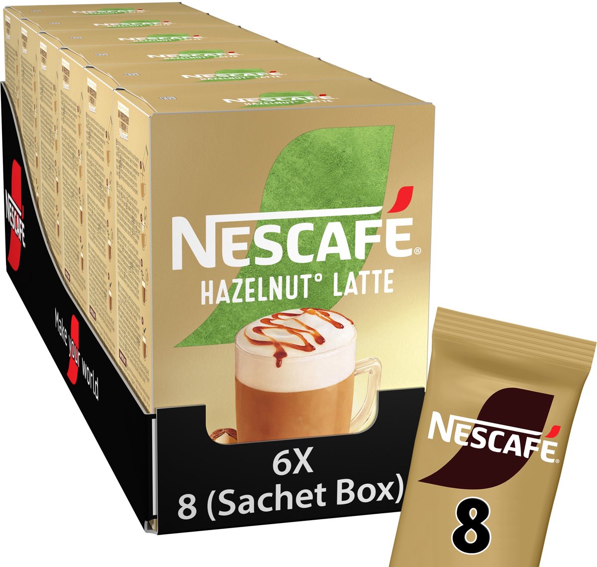 Café instantané Nescafé latte noisette - 6 boîtes x 8 sachets