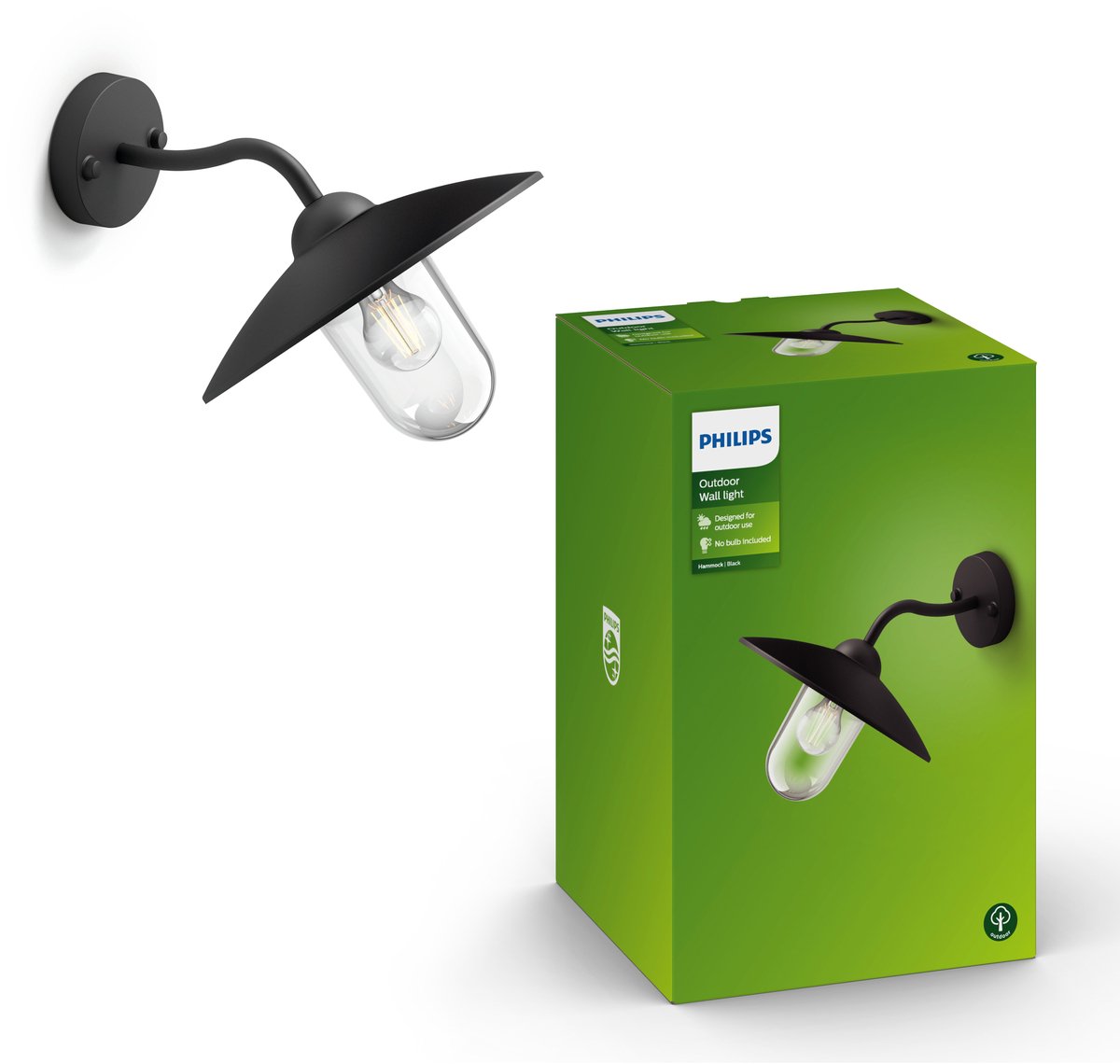 Philips led philips hammock buitenwandlamp - zwart