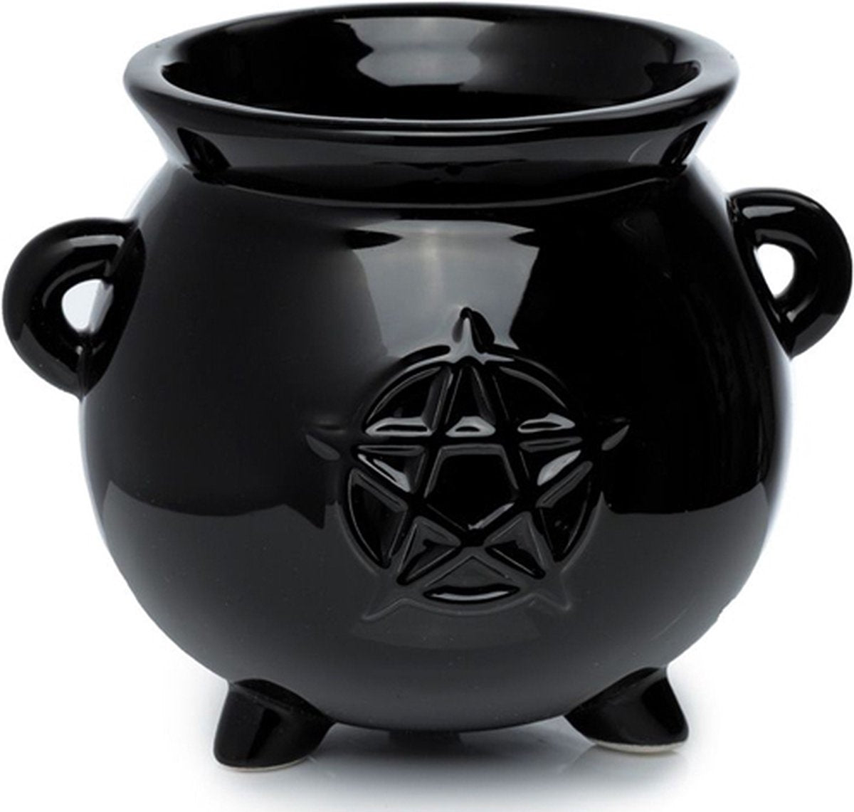 Pot de fleur debout de chaudron de sorcière noire à l'intérieur