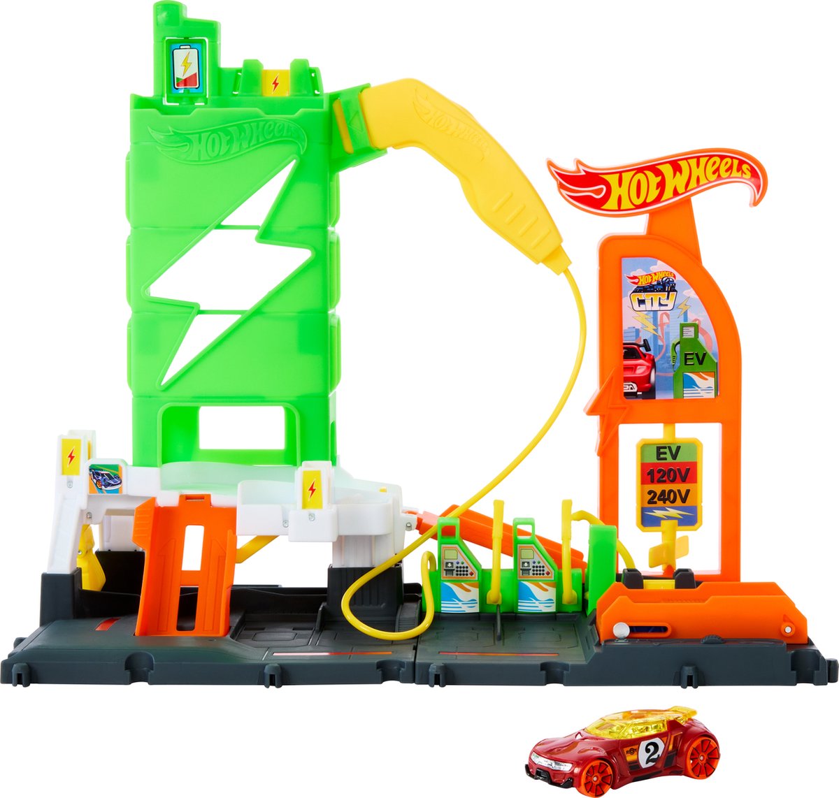 Hot Wheels City Station de recharge électrique voiture transparente