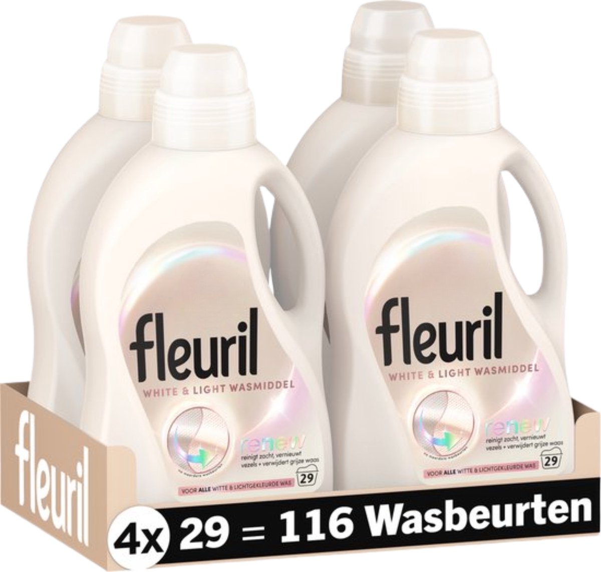 Fleuril lumière blanche - lessive liquide - lessive blanc et couleurs pastel - 4x29 lavages - pack économique