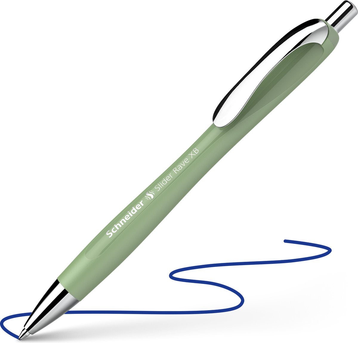 Schneider instruments d'écriture stylo à bille schneider - slider rave - plume xb - édition tendance vert organique - s-132544