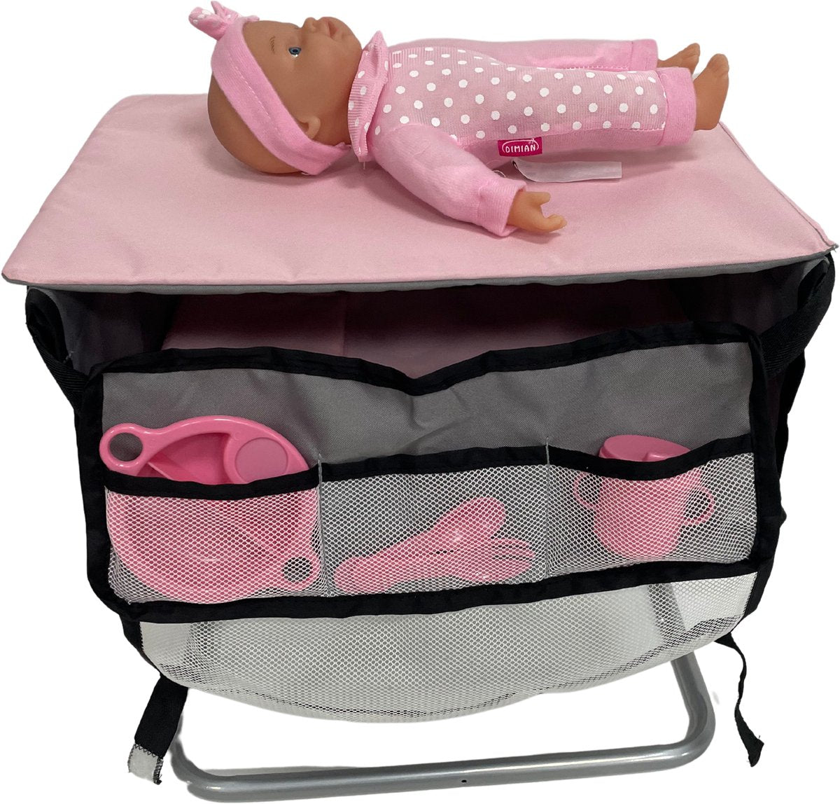 Dimian - bambolina - table à langer avec poupée et accessoires - lit près de moi
