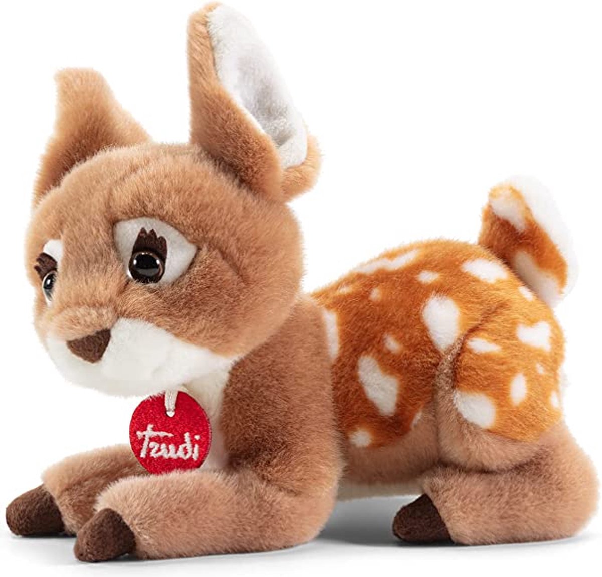 Trudi peluche classique cerf 21 cm - fait main en Italie - peluche de haute qualité - peluche pour garçons et filles - marron blanc - 16x18x21 cm taille s