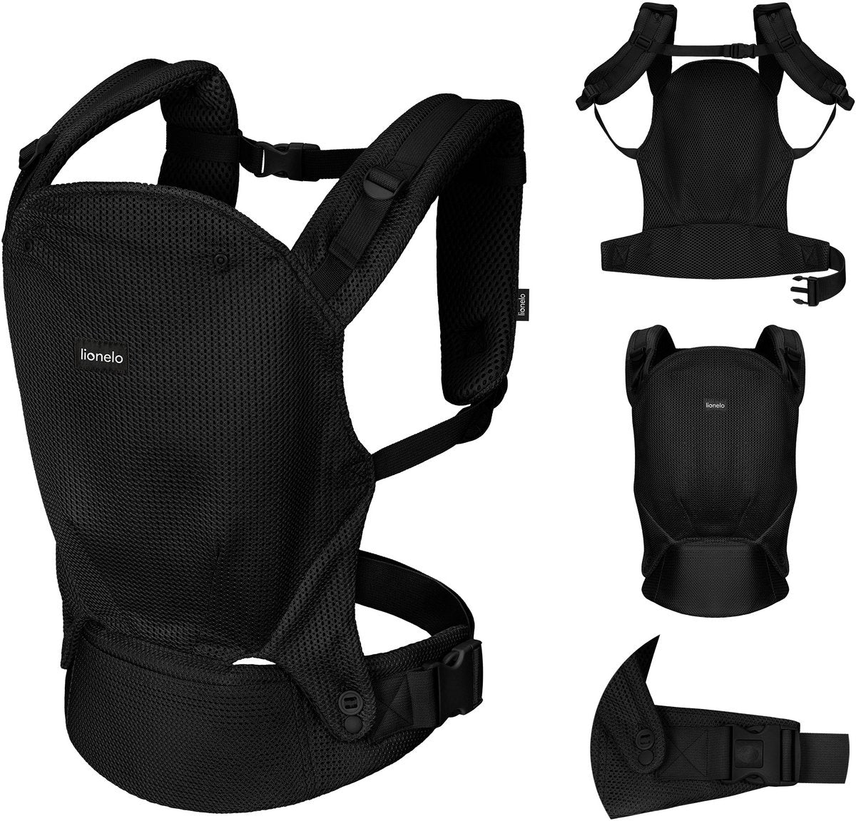 Porte-bébé Lionelo Margaret Air - ergonomique - de 4 mois à 20 kg - 3 positions de portage - confort mains libres - matière respirante - certifié IHDI adapté aux hanches - capuche - double sécurité - bretelles réglables - porte-enfant