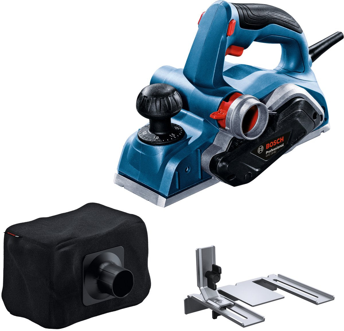 Bosch professional gho 20-82 - raboteuse - avec guide parallèle et sac à poussière