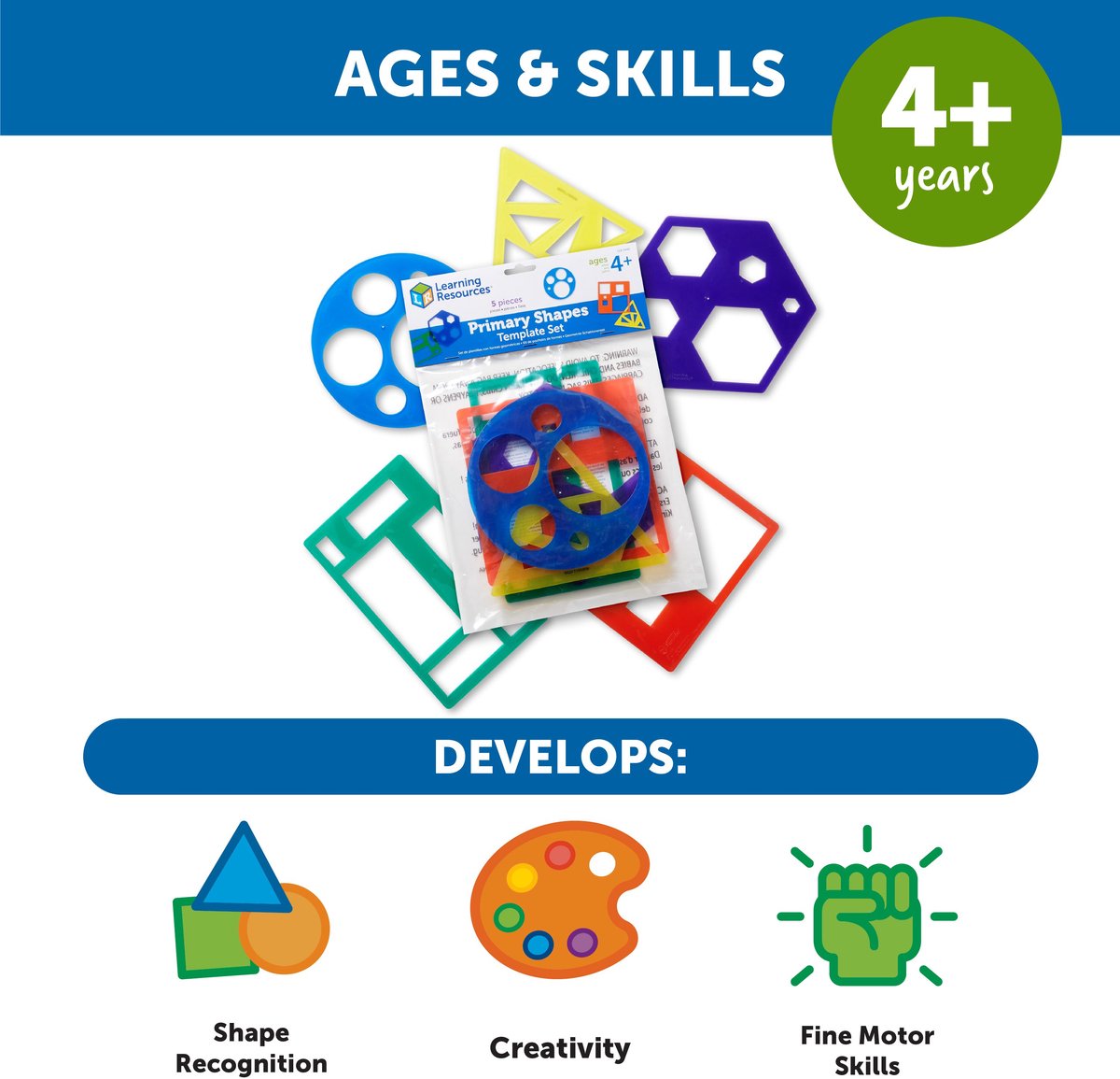Modèles de ressources d'apprentissage définis pour les formes et le dessin - jouets éducatifs. -4+