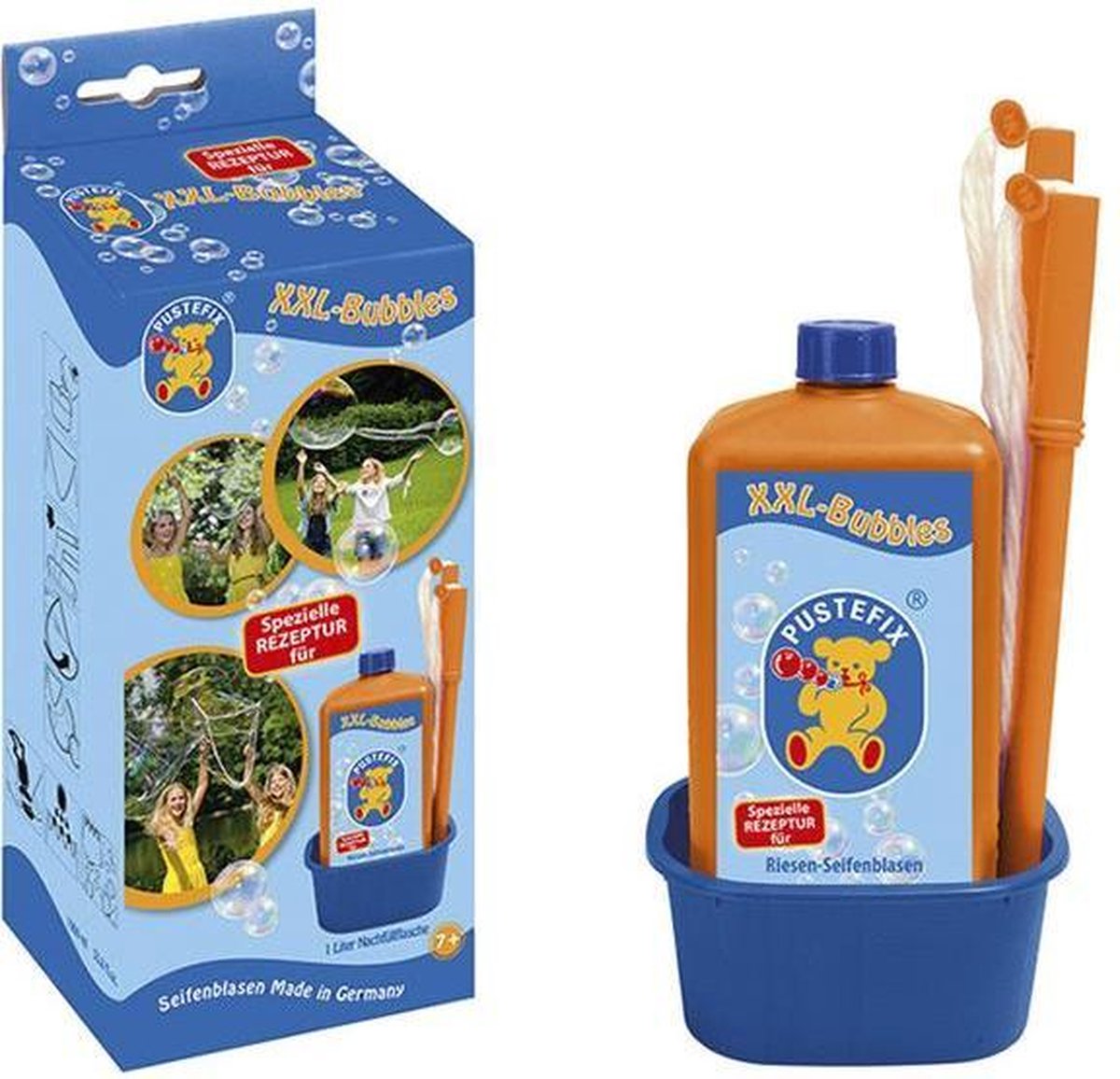 Souffleur à bulles Pustefix - bâtons à bulles xxl - avec 1 litre de liquide xxl - 7 ans