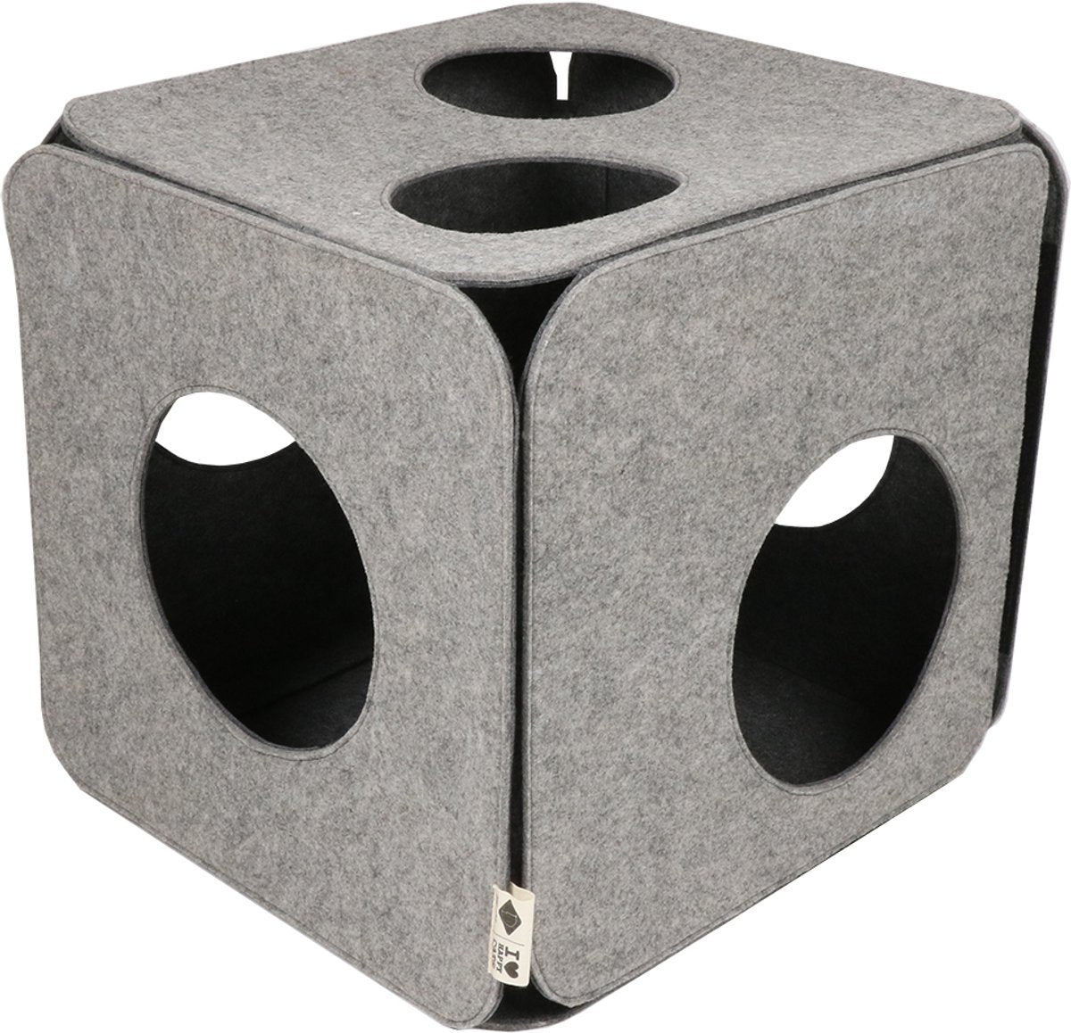 D d home i love happy cats cube de jeu en feutre - nala - gris - 40x40x40cm