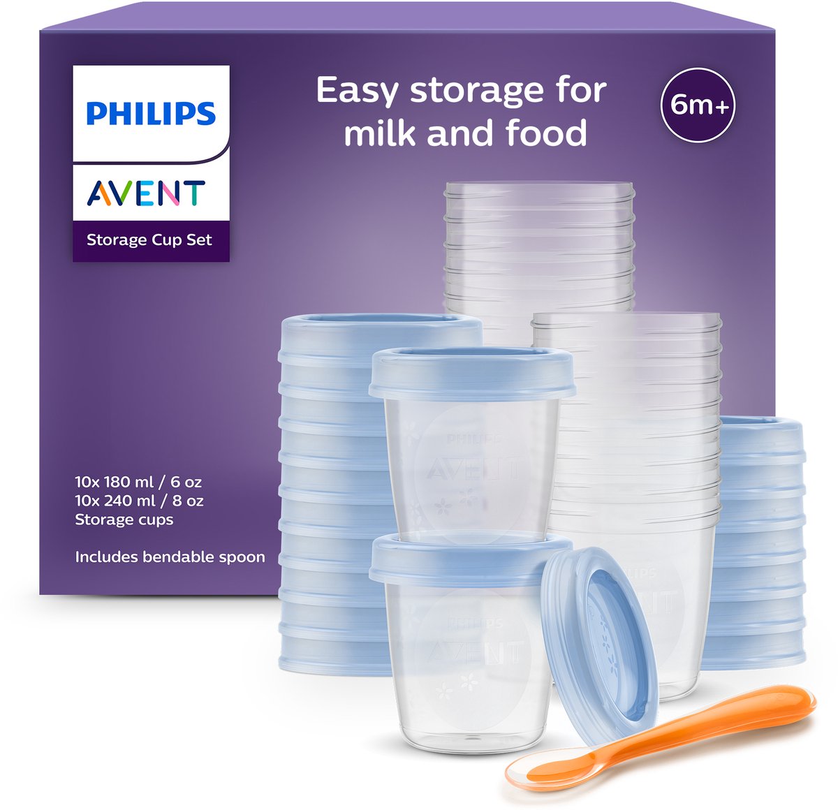 Gobelets de conservation Philips Avent pour aliments pour bébé - 180 ml et 240 ml - 20 pièces - scf721 20
