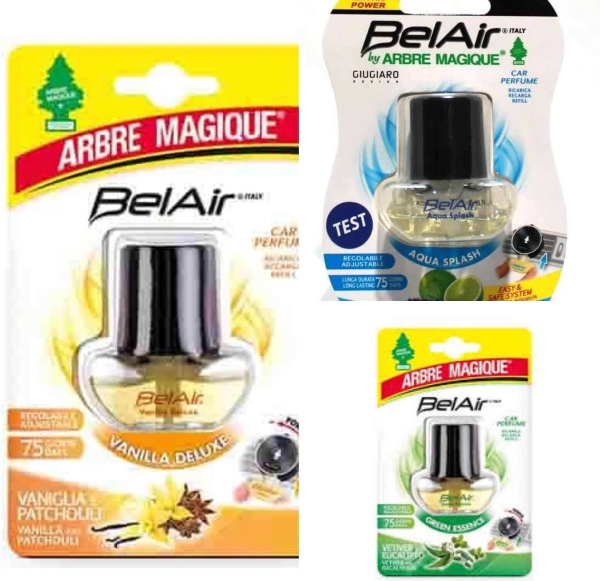 Arbre magique belair green essence recharge - recharge désodorisant voiture pour parfum voiture belair - désodorisant voiture avec diffusion de parfum réglable jusqu'à 75 jours - parfum voiture 7 ml