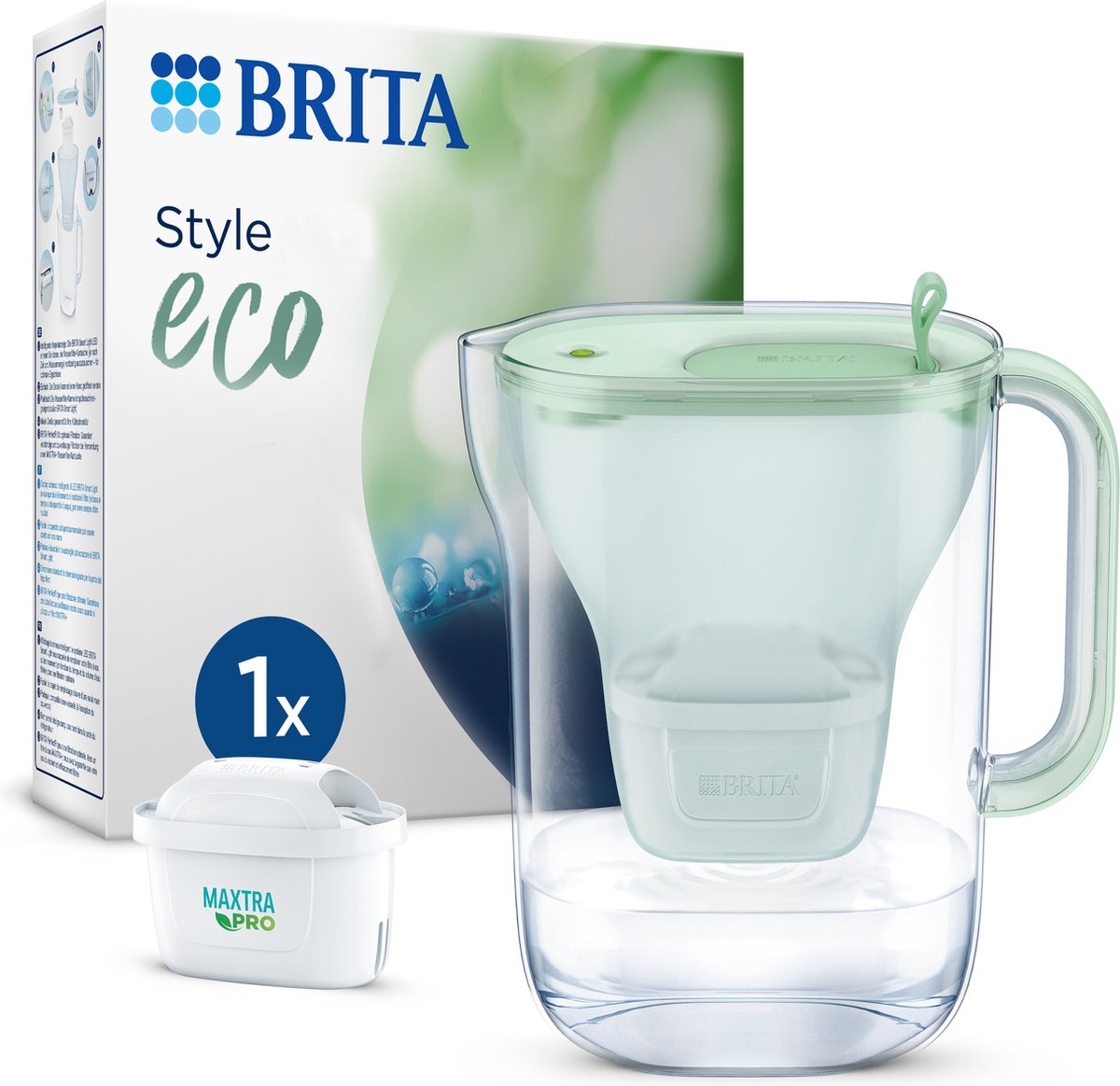 Carafe filtrante Brita style eco - 2,4 l - vert - incl. 1 filtre à eau Maxtra Pro Pure Performance