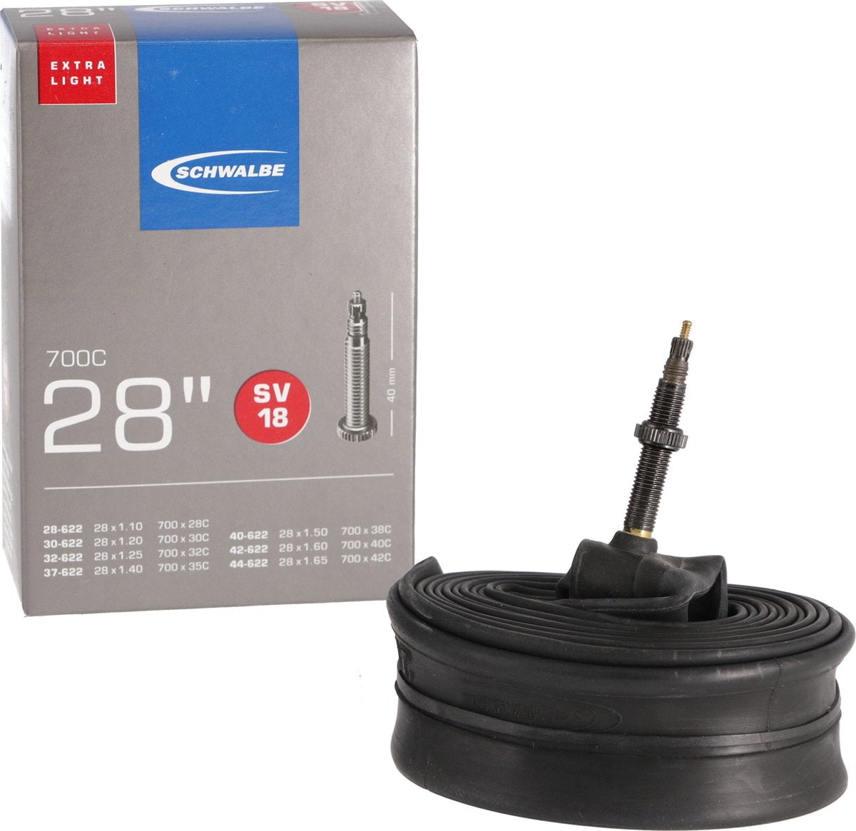 Tube intérieur de Schwalbe SV18 Extra Light 28 28 47-622 635 40 mm Valiel