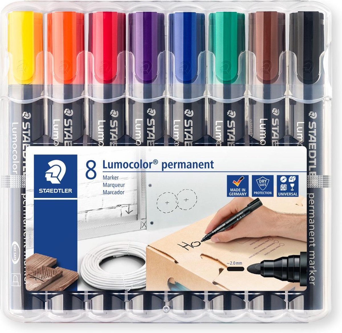 Staedtler marqueur permanent lumocolor pointe ronde - boîte 8 pcs