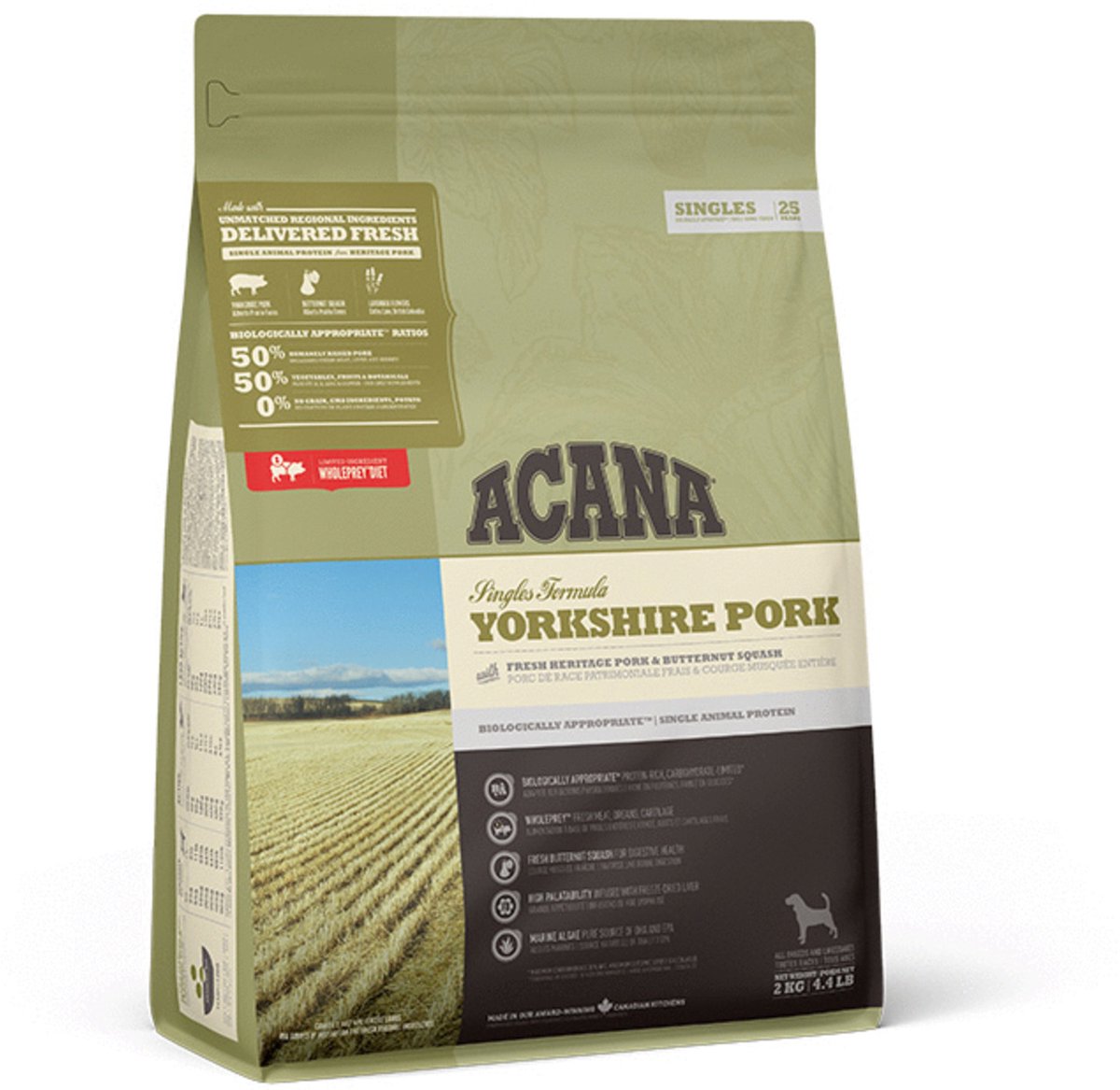 Acana - chien de porc singles yorkshire - nourriture pour chien - 2 kg
