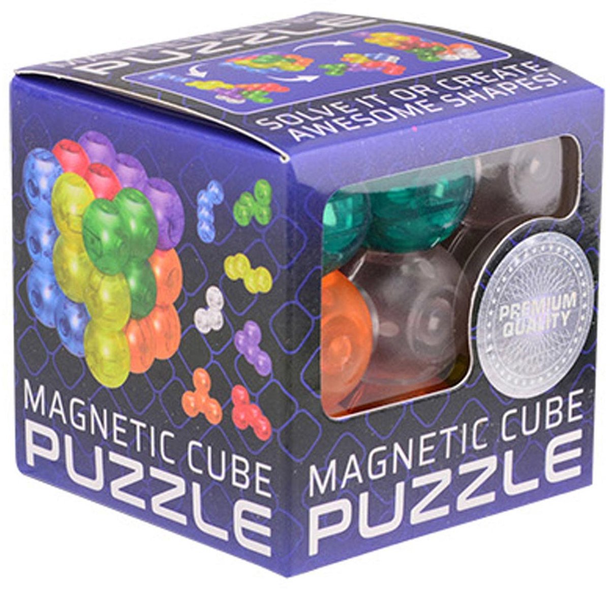 Cube de puzzle magnétique Johntoy - 7 pièces de puzzle - jouets - 6 x 6 cm - plastique - multicolore