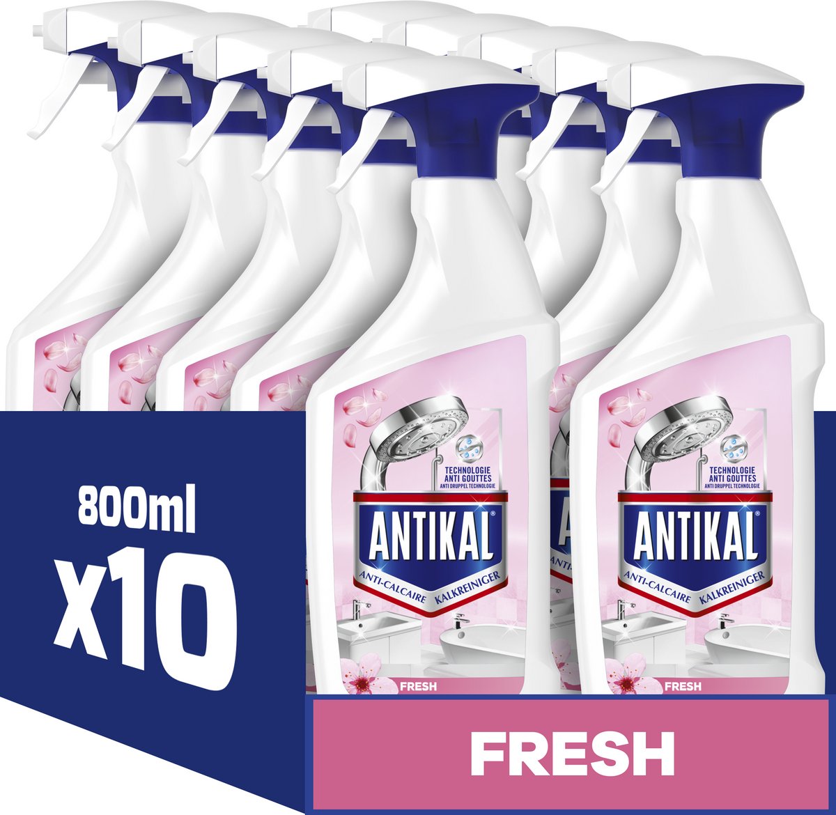 Spray fraîcheur Antikal - pour éliminer jusqu'à 100% de calcaire - 10 x 800 ml