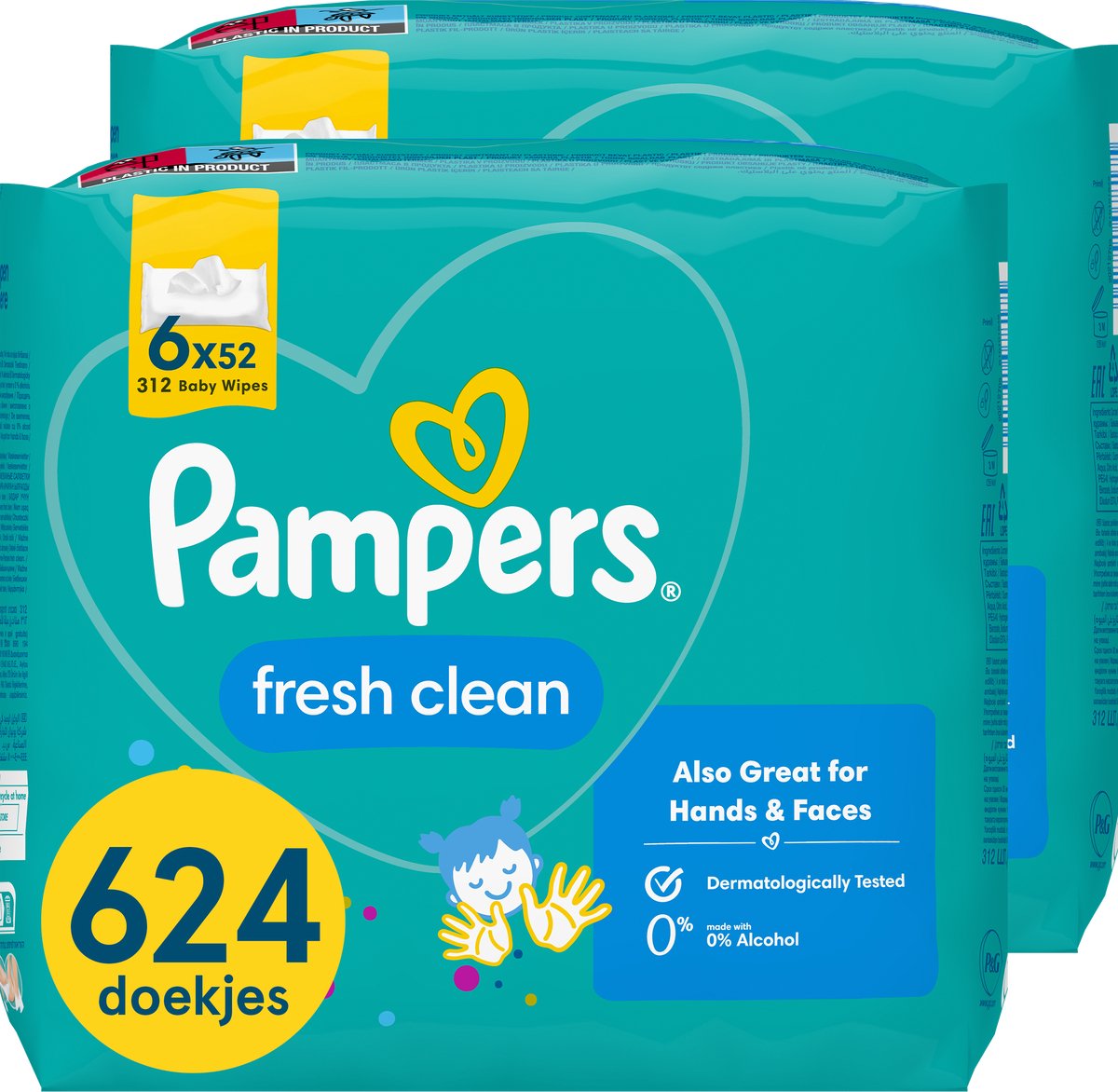 Lingettes Pampers Fresh Clean pour bébé - 12 x 52 = 624 lingettes